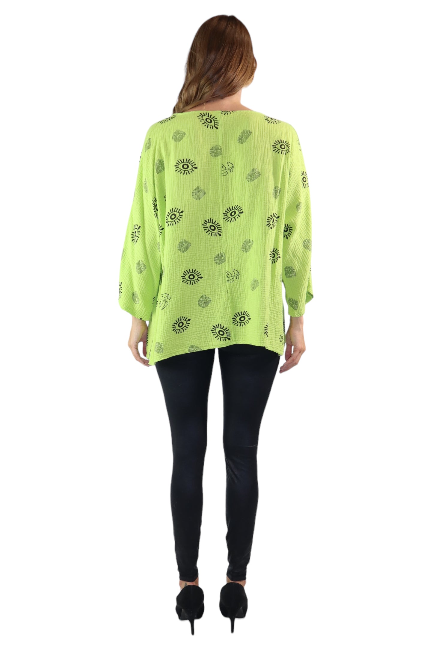Womens Bohemian Oversized Baggy Artsy Print Cotton Gauze Tunic Blouse Top | One Size Fits all (S-3X)