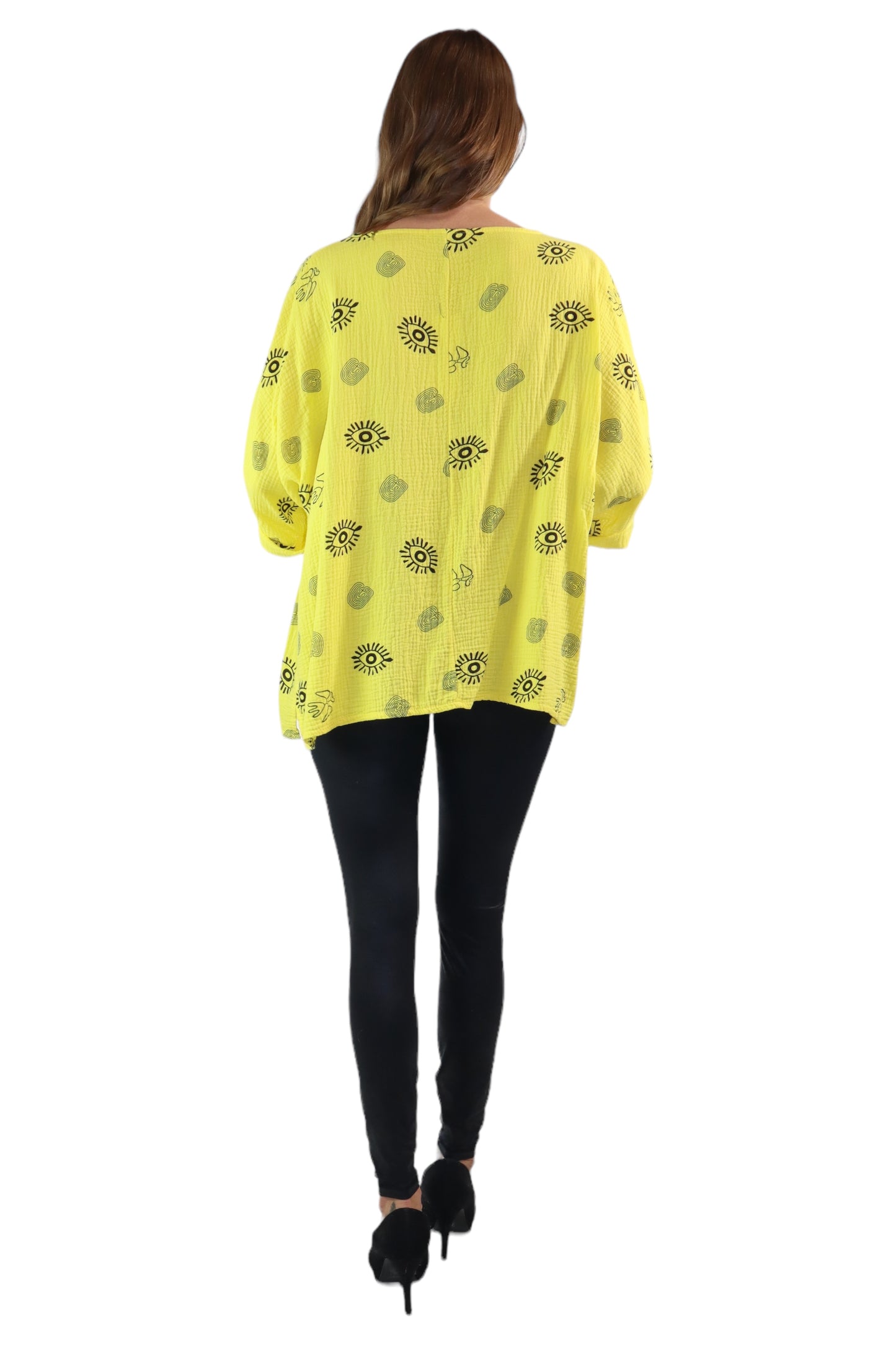 Womens Bohemian Oversized Baggy Artsy Print Cotton Gauze Tunic Blouse Top | One Size Fits all (S-3X)