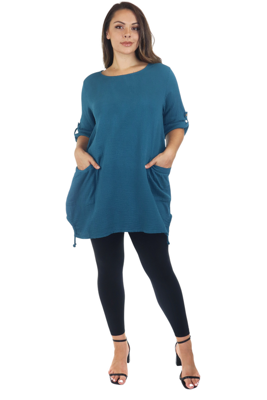 Double Gauze soft cotton oversized tunic, Loose fitting women tunic