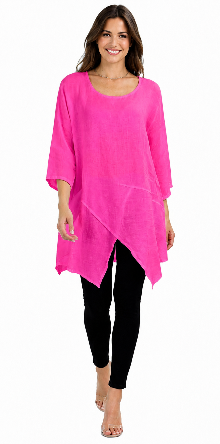 Linen Asymmetrical Tunic Blouse Top | One Size Fits All (Fits S-2X)