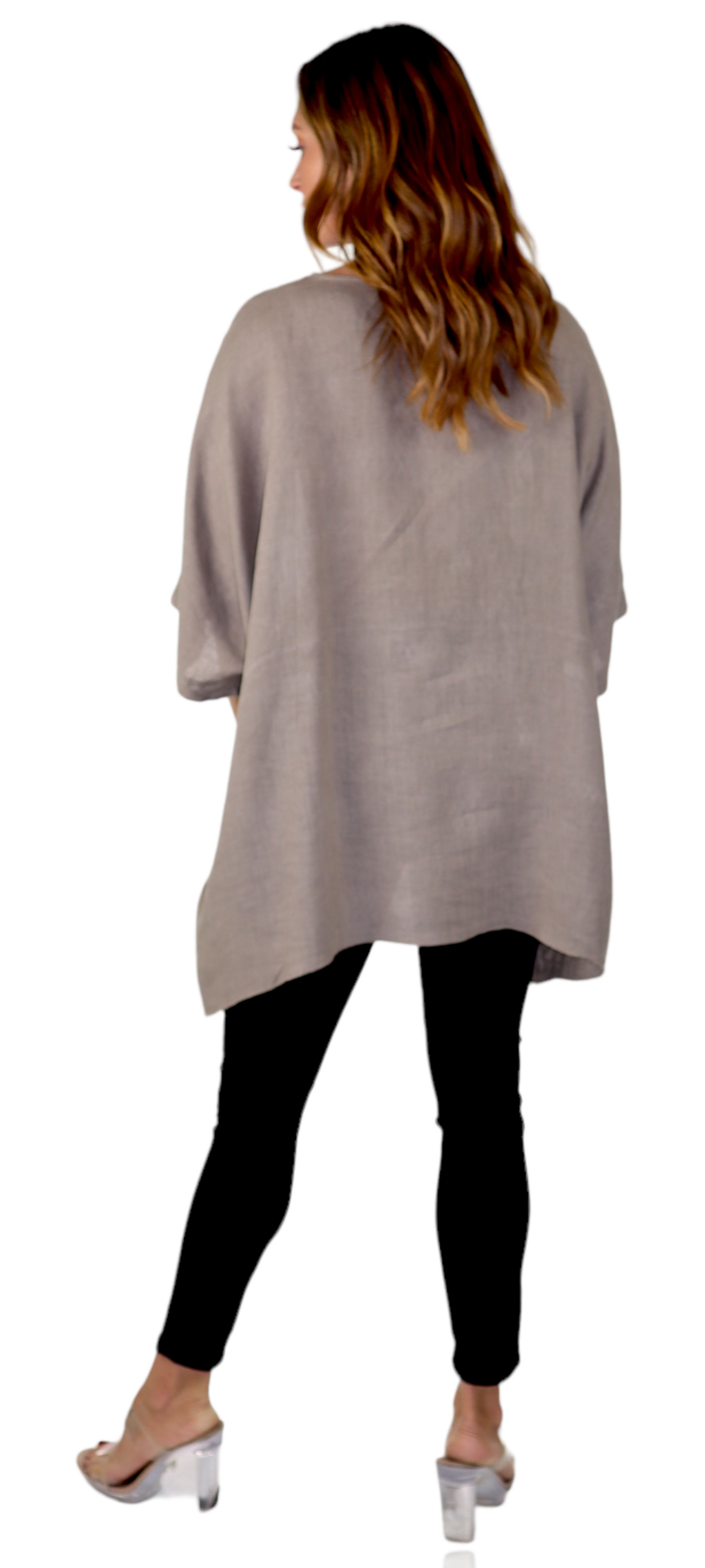 100% Linen Bohemian Boxy Poncho Style Tunic, Made in Italy | One Size Fits All (Sizes S-3X).