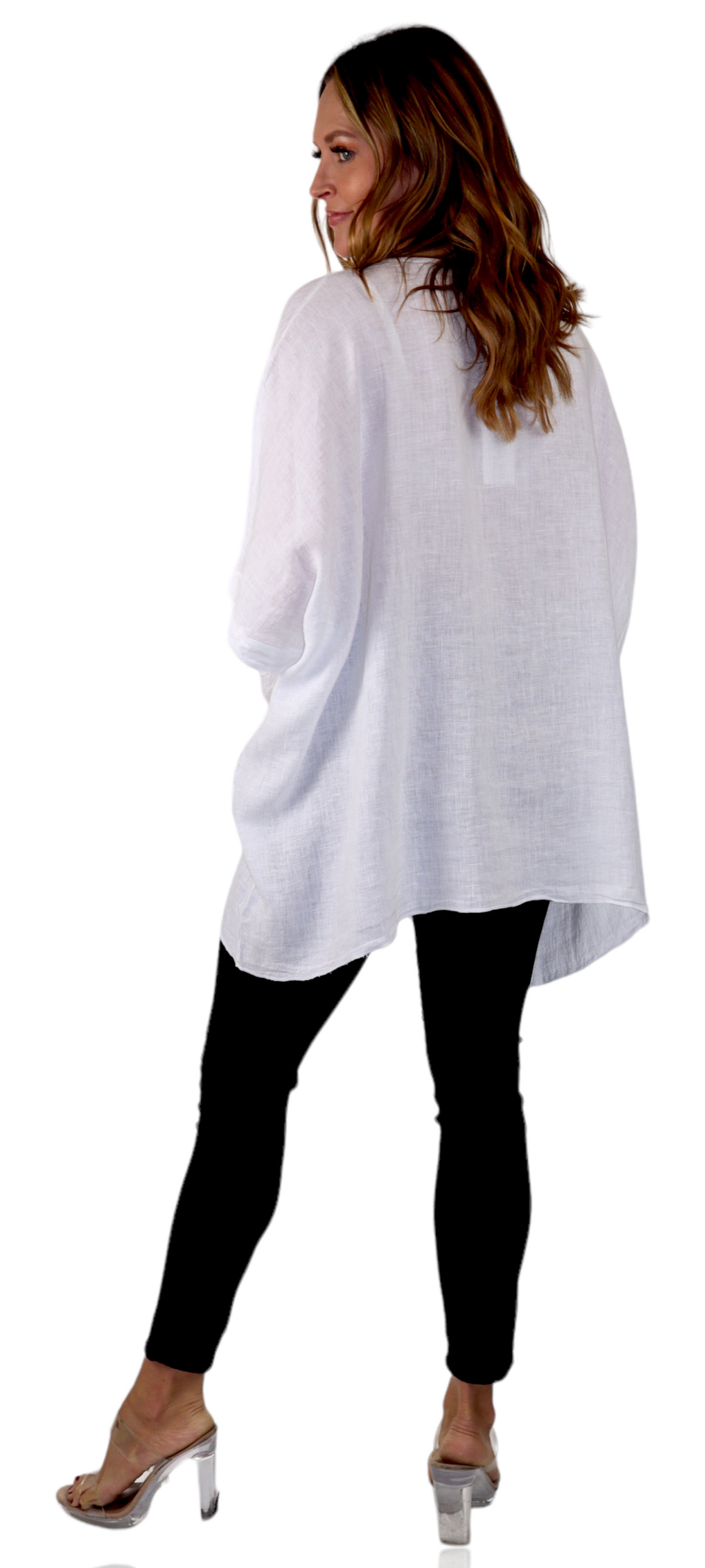 100% Linen Bohemian Boxy Poncho Style Tunic, Made in Italy | One Size Fits All (Sizes S-3X).