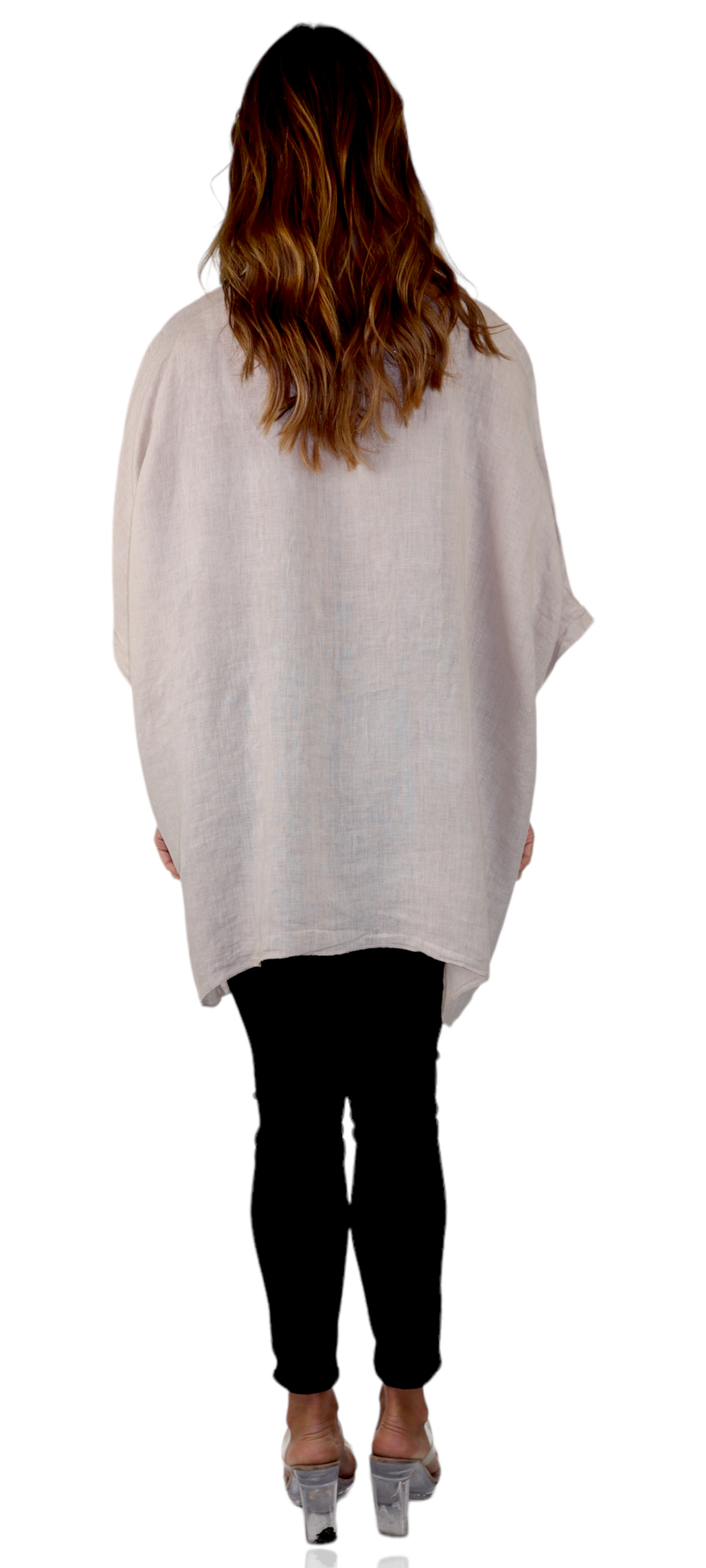 100% Linen Bohemian Boxy Poncho Style Tunic, Made in Italy | One Size Fits All (Sizes S-3X).