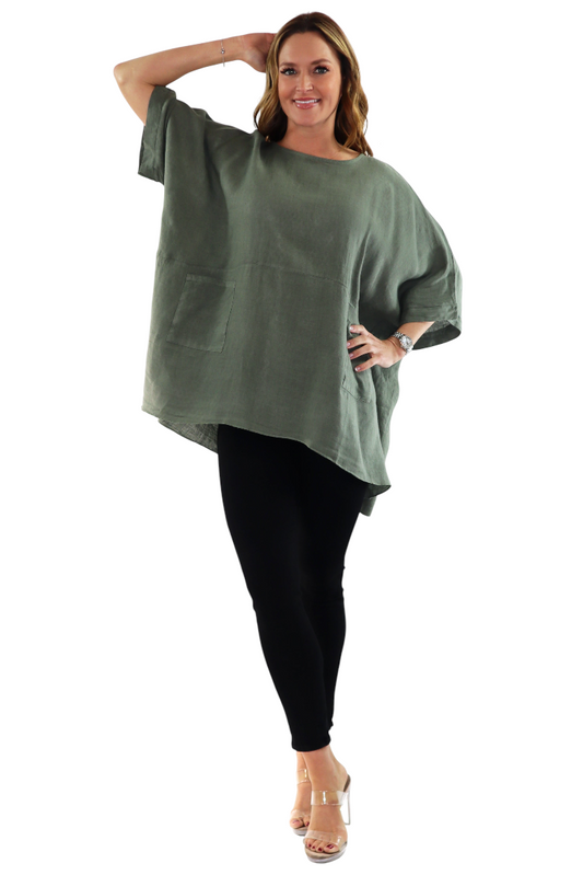 Women's Bohemian Boxy Poncho Style Tunic, Made in Italy,  One Size Fits All, Made in Italy
