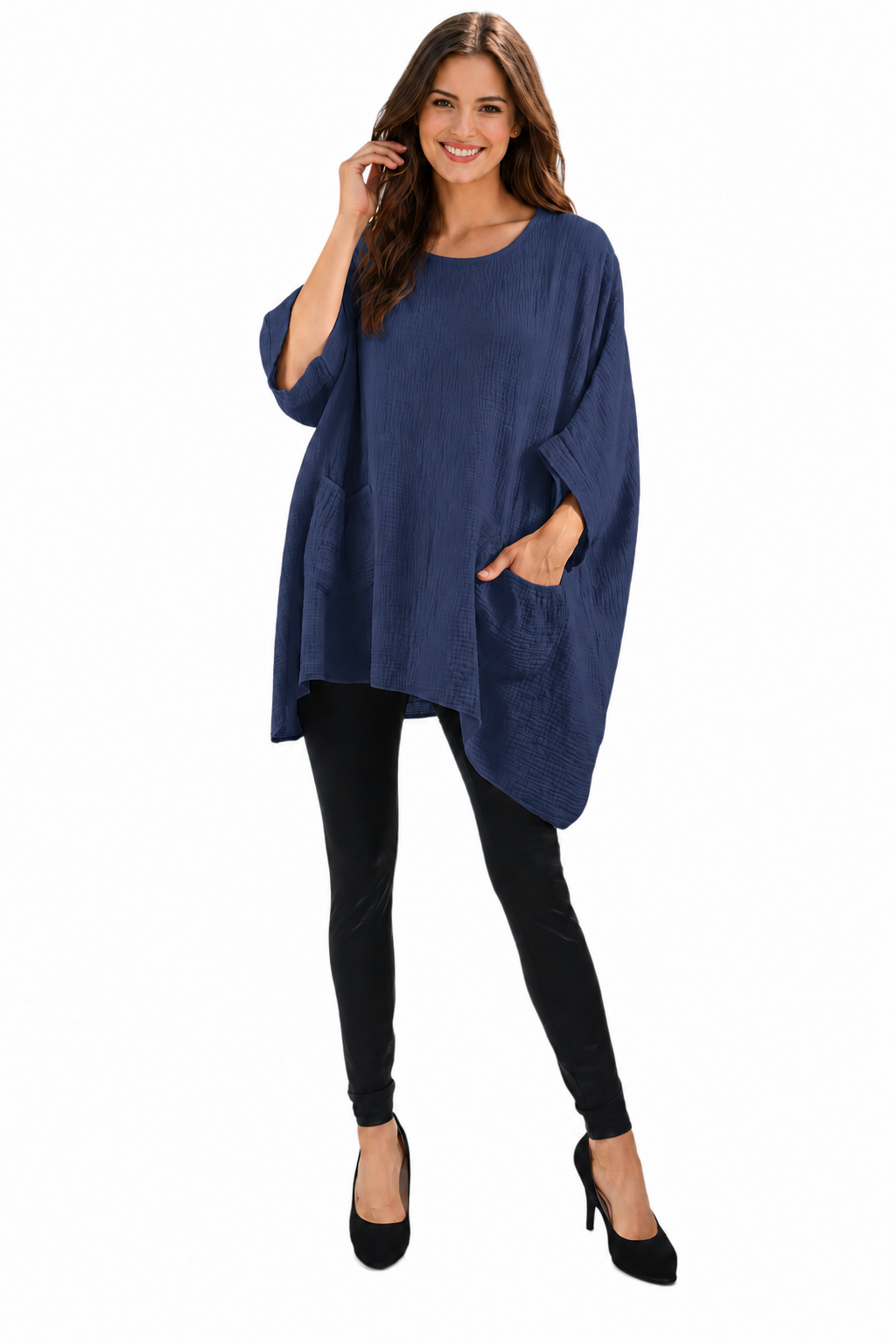 Cotton Gauze Asymmetric Oversize Tunic Top | One Size Fits all (S-XL)