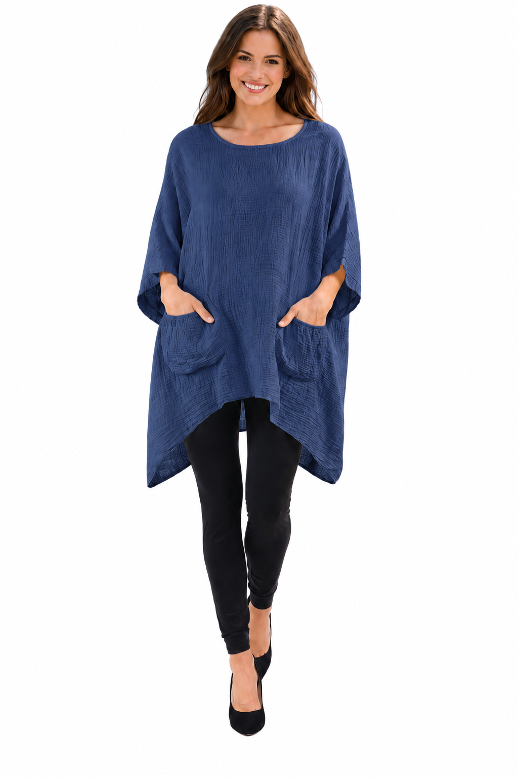 Cotton Gauze Asymmetric Oversize Tunic Top | One Size Fits all (S-XL)