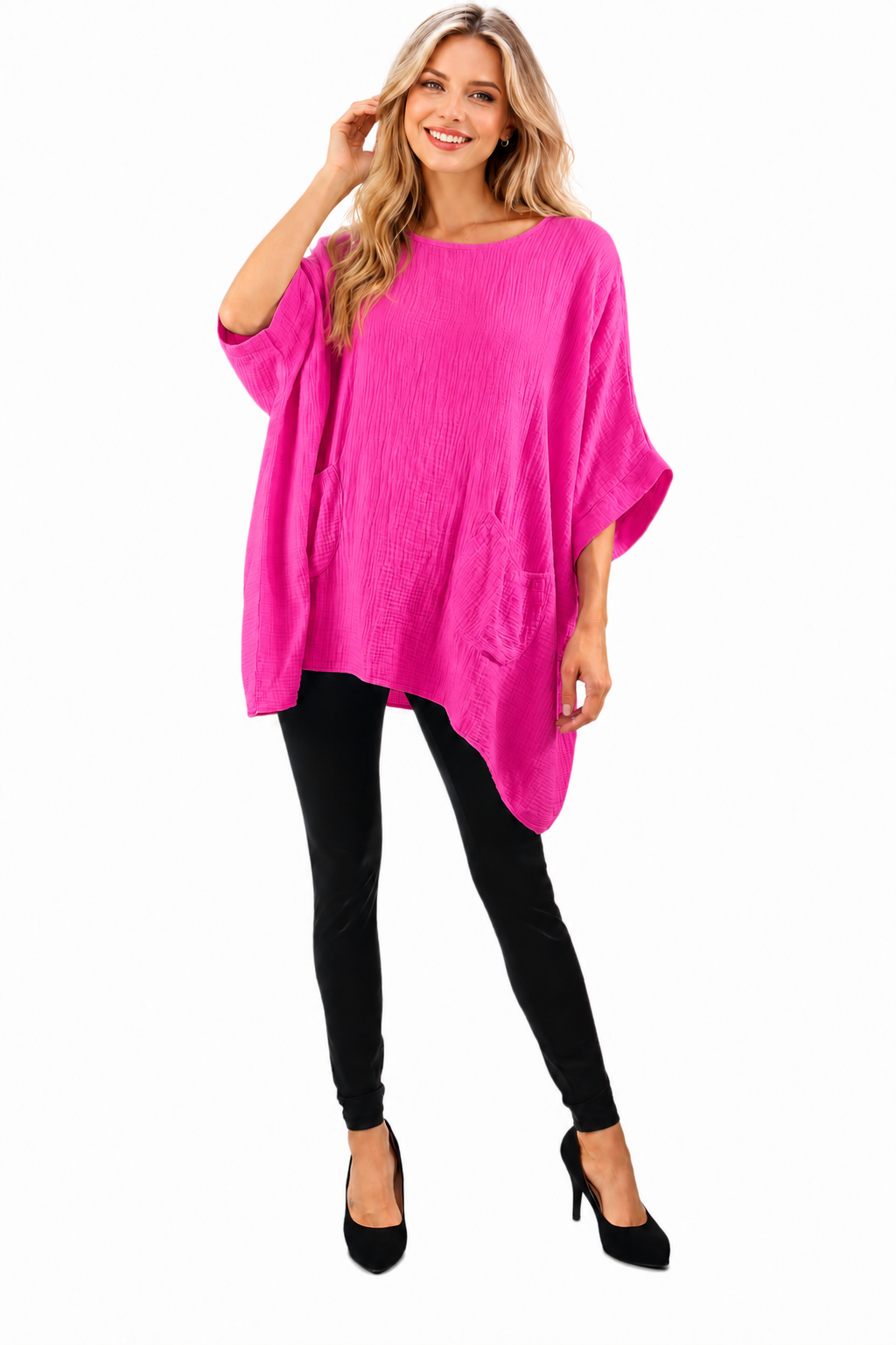 Cotton Gauze Asymmetric Oversize Tunic Top | One Size Fits all (S-XL)
