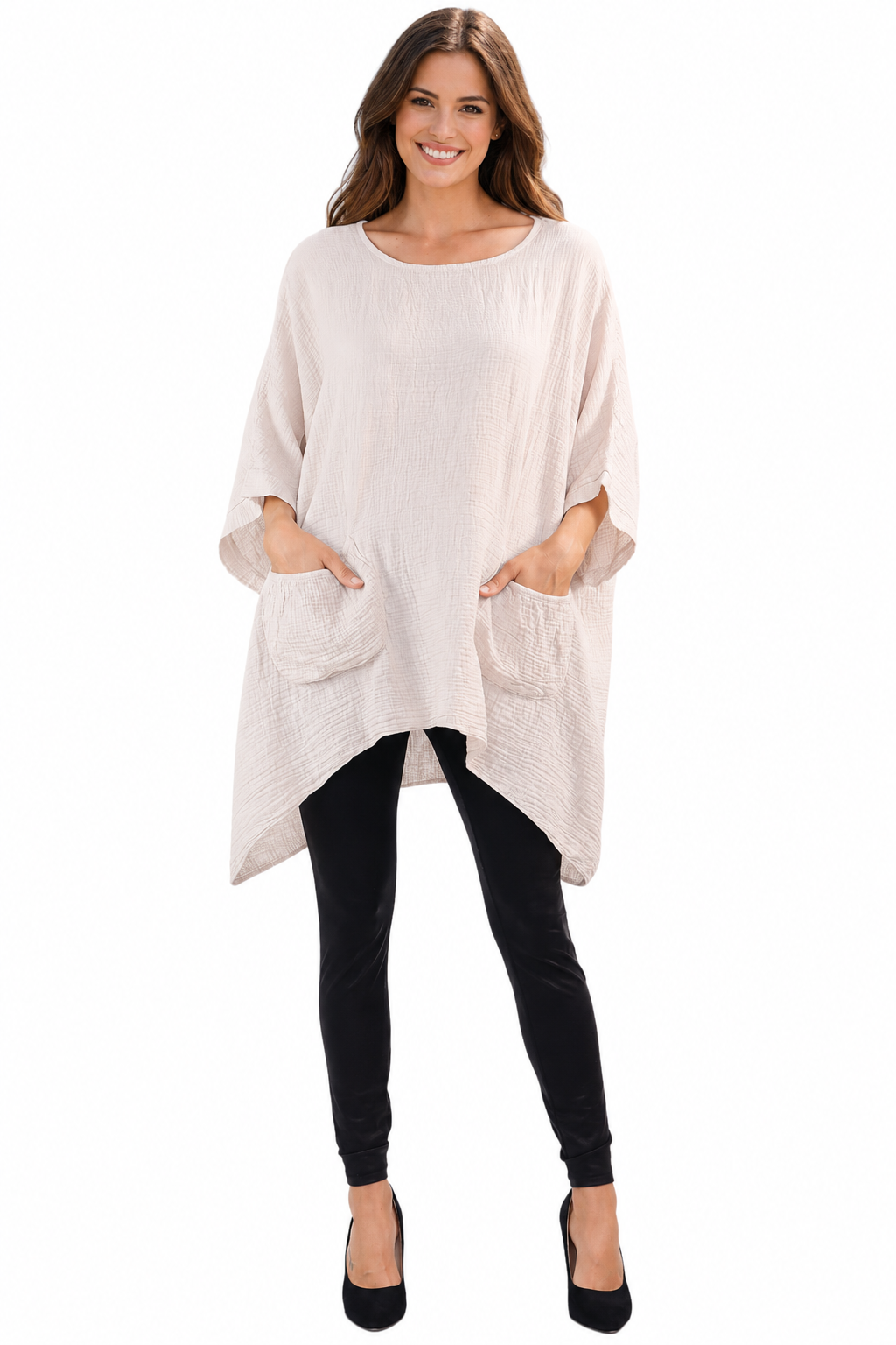 Cotton Gauze Asymmetric Oversize Tunic Top | One Size Fits all (S-XL)