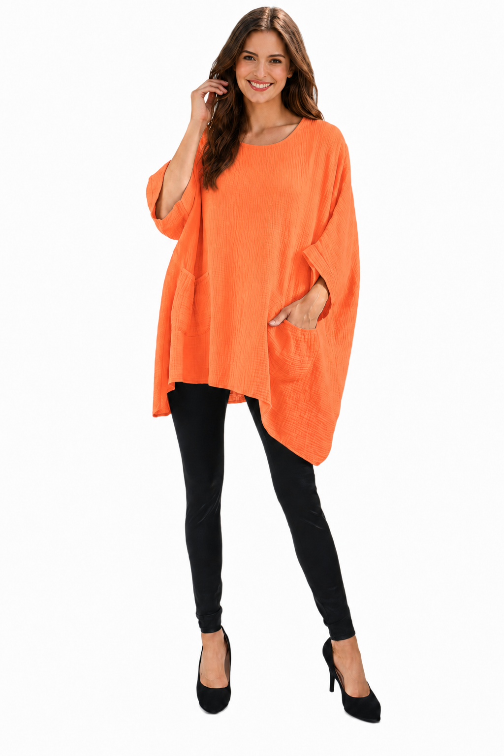 Cotton Gauze Asymmetric Oversize Tunic Top | One Size Fits all (S-XL)