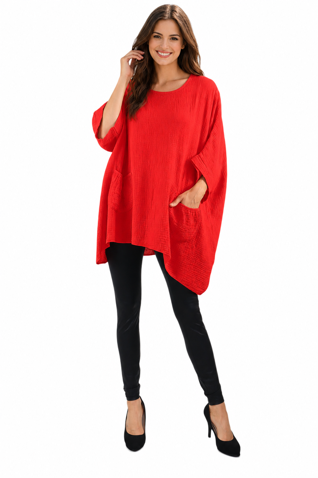 Cotton Gauze Asymmetric Oversize Tunic Top | One Size Fits all (S-XL)