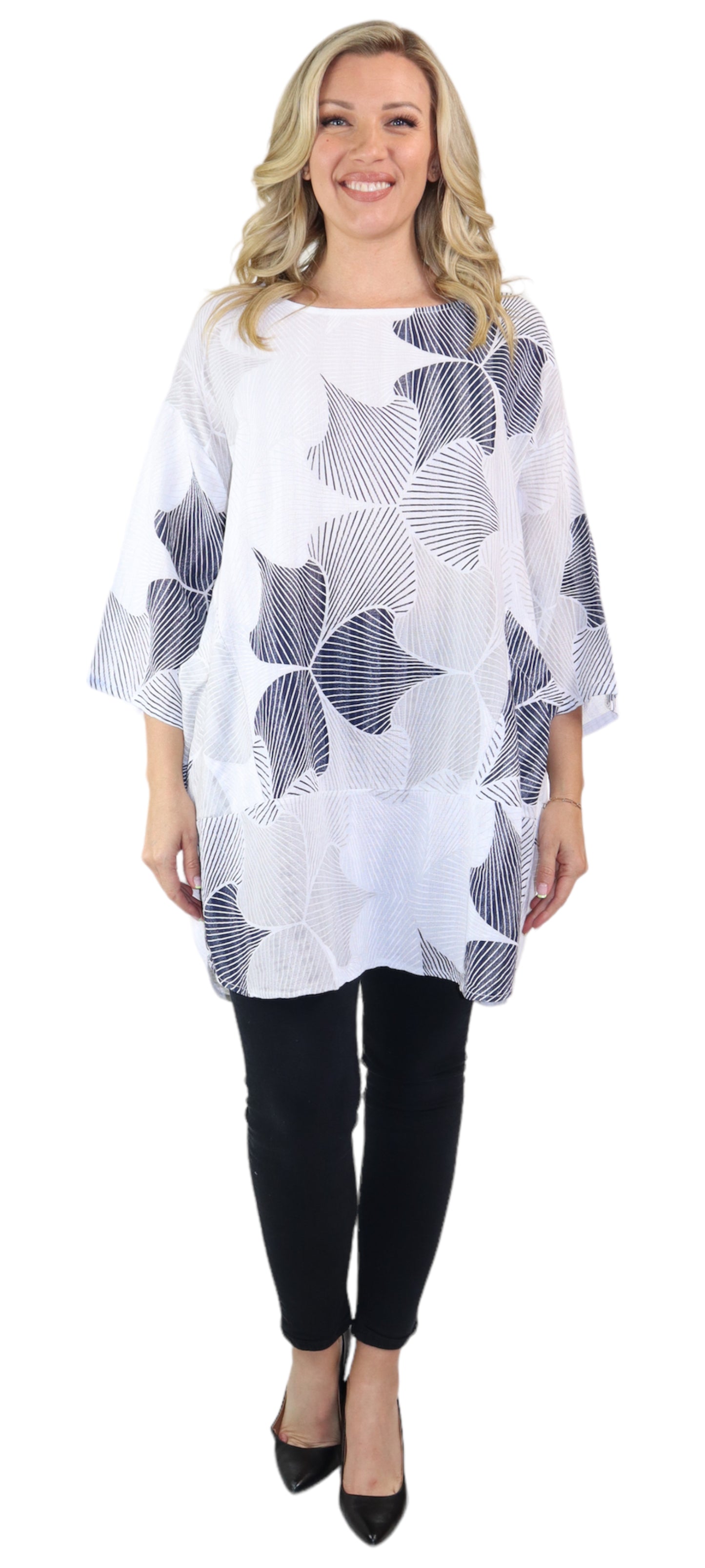 Womens Linen Long Relaxed Fit Tunic Dress Top with Front Pockets | One Size Fits All (S-1X)