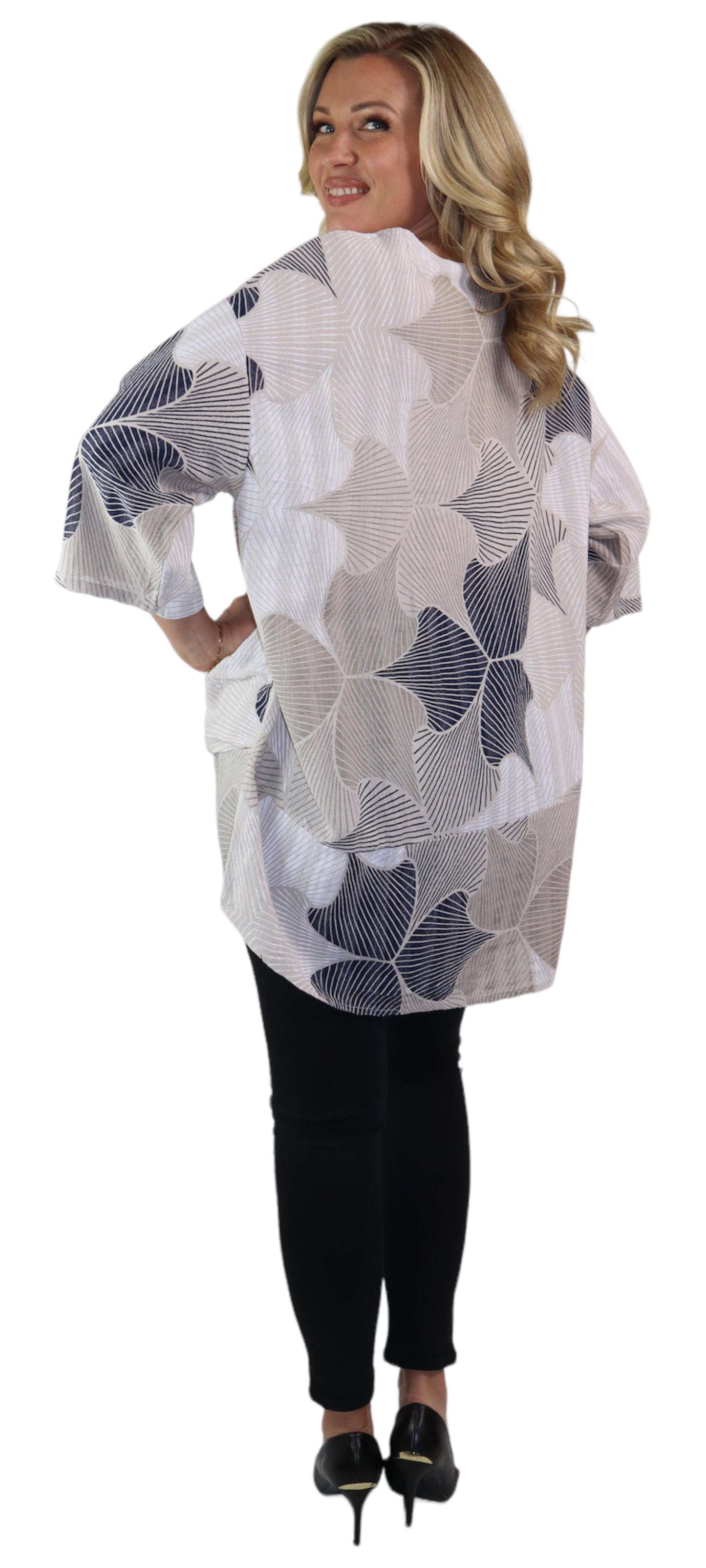 Womens Linen Long Relaxed Fit Tunic Dress Top with Front Pockets | One Size Fits All (S-1X)