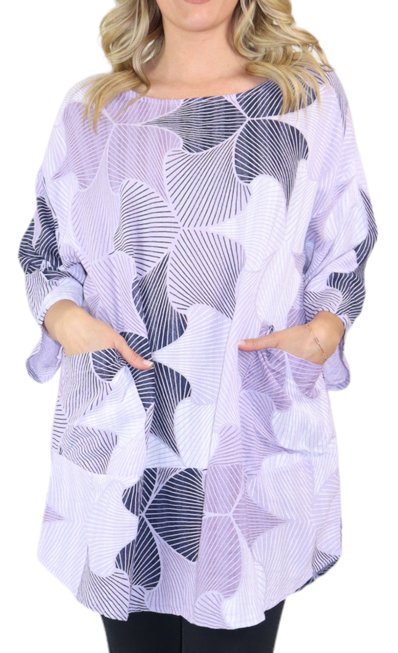 Womens Linen Long Relaxed Fit Tunic Dress Top with Front Pockets | One Size Fits All (S-1X)