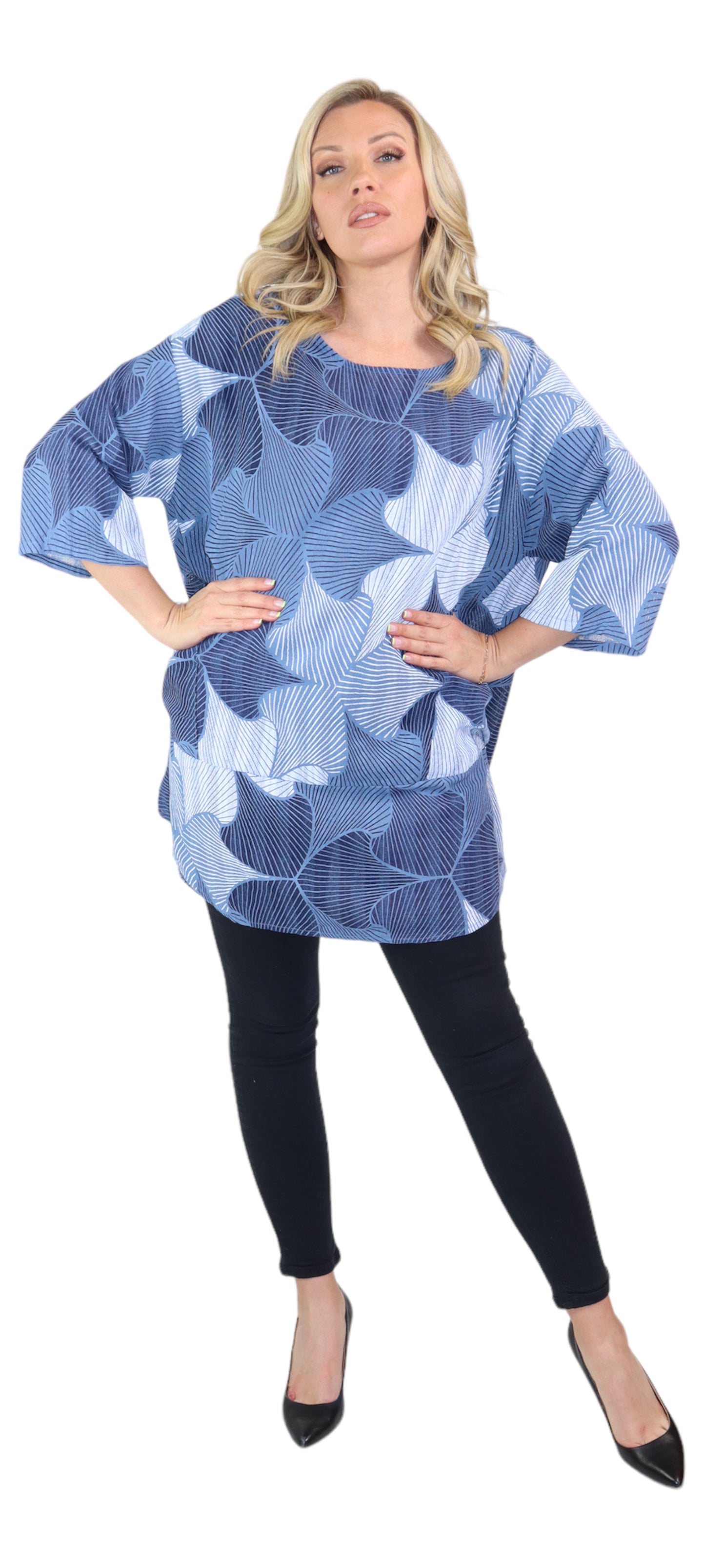 Womens Linen Long Relaxed Fit Tunic Dress Top with Front Pockets | One Size Fits All (S-1X)