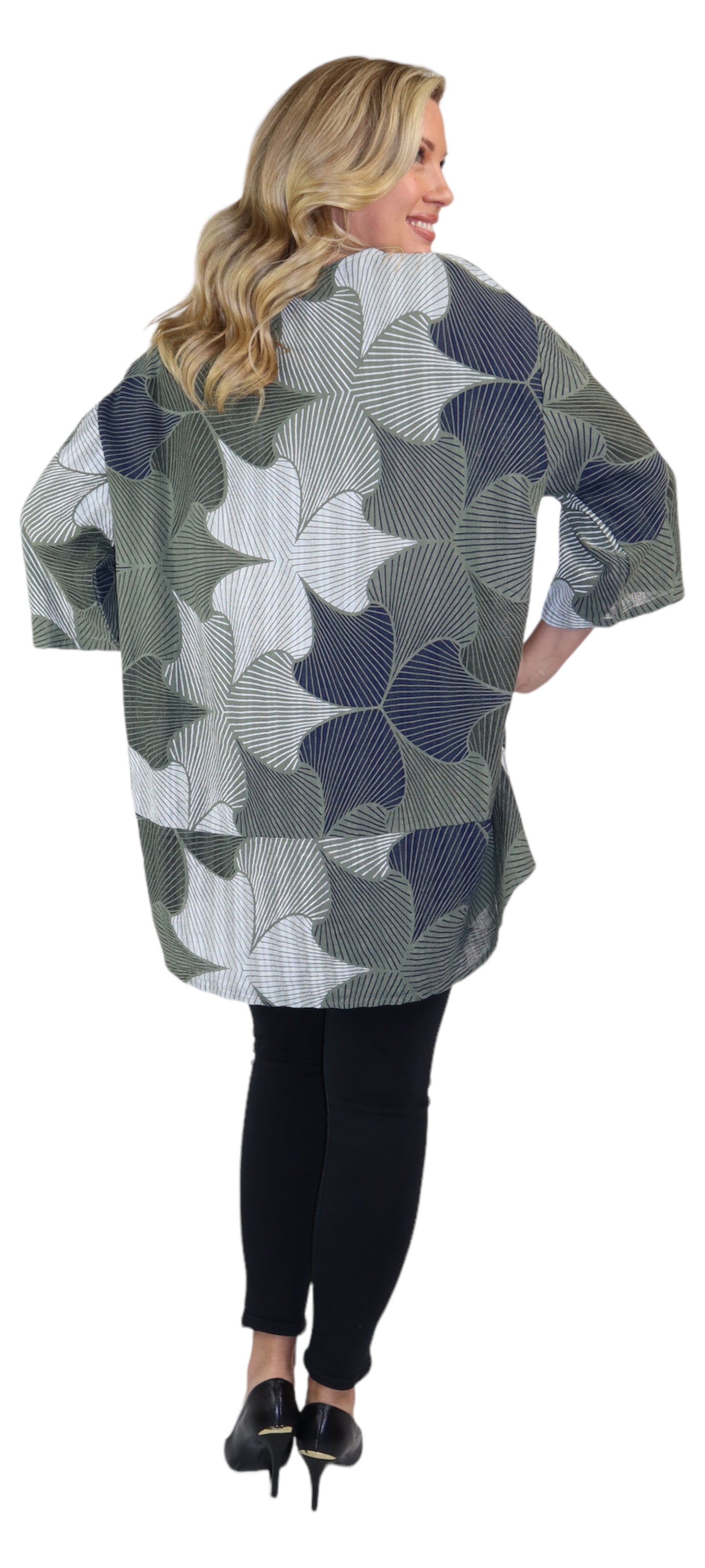 Womens Linen Long Relaxed Fit Tunic Dress Top with Front Pockets | One Size Fits All (S-1X)