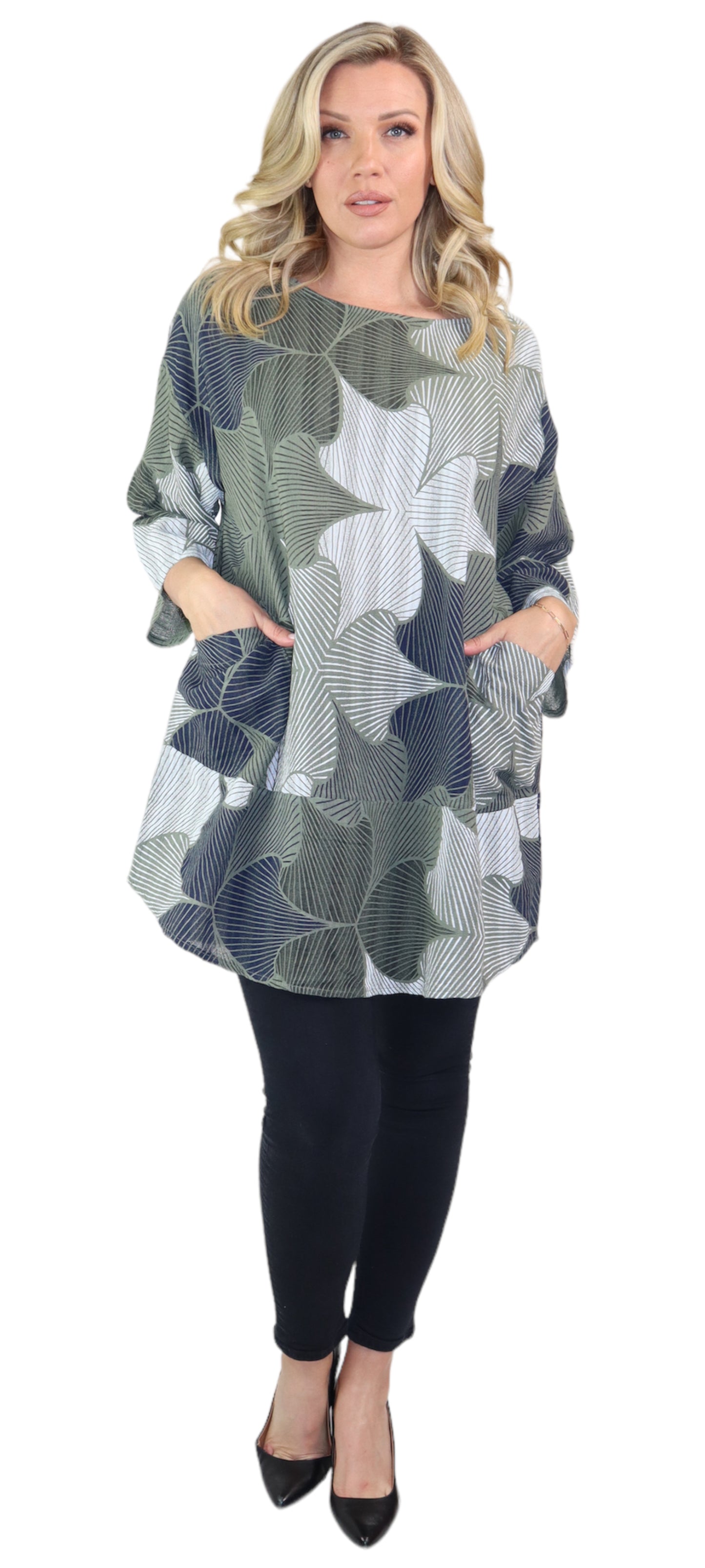 Womens Linen Long Relaxed Fit Tunic Dress Top with Front Pockets | One Size Fits All (S-1X)