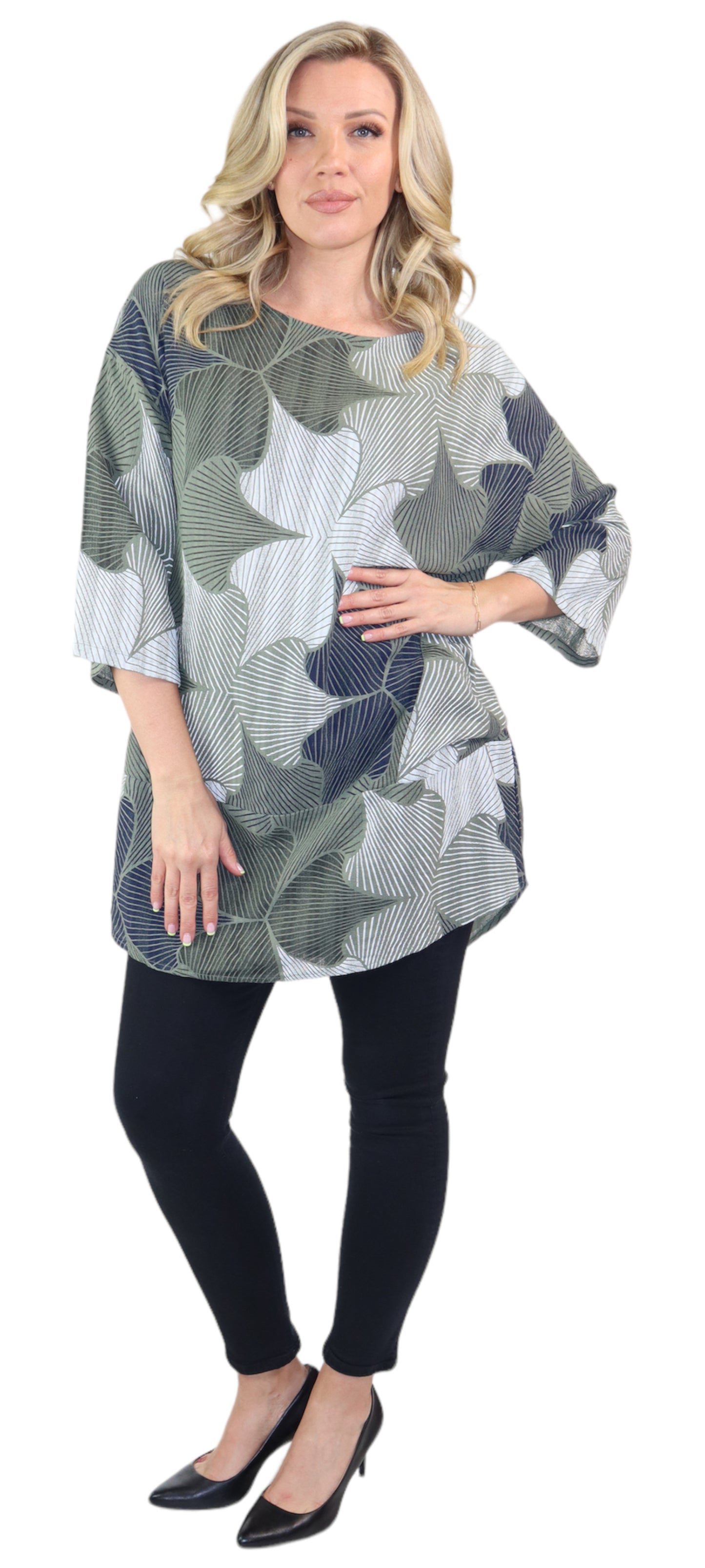 Womens Linen Long Relaxed Fit Tunic Dress Top with Front Pockets | One Size Fits All (S-1X)