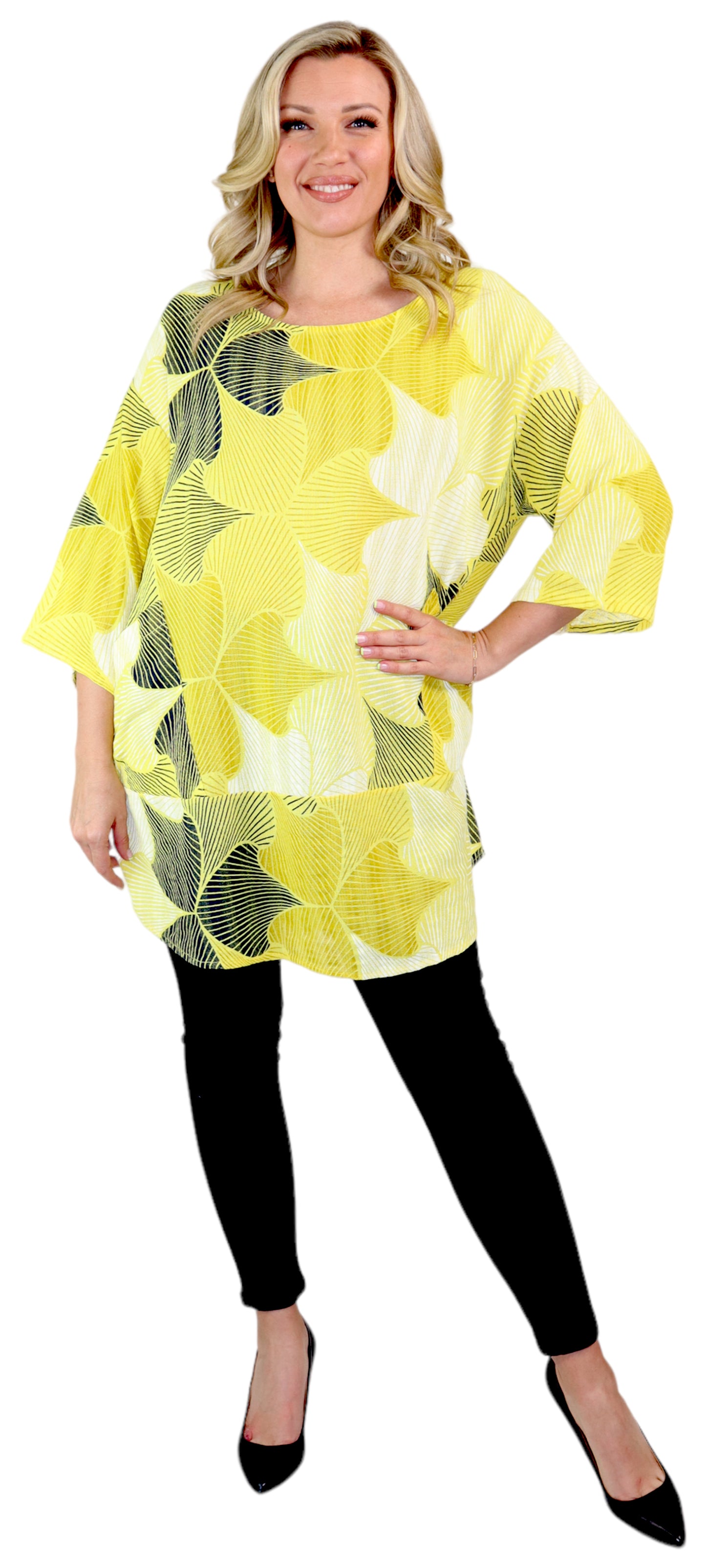 Womens Linen Long Relaxed Fit Tunic Dress Top with Front Pockets | One Size Fits All (S-1X)