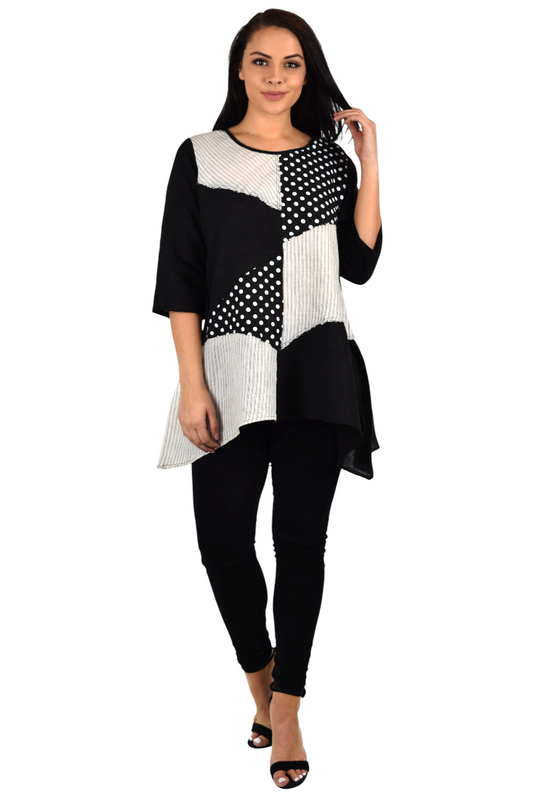 Artsy Mix and Match A line Tunic, 100% linen Blouse, Lagenlook Tunic, Polka dot Linen Tunic, Linen Tunic, Washed Linen Blouse Women linen tunic