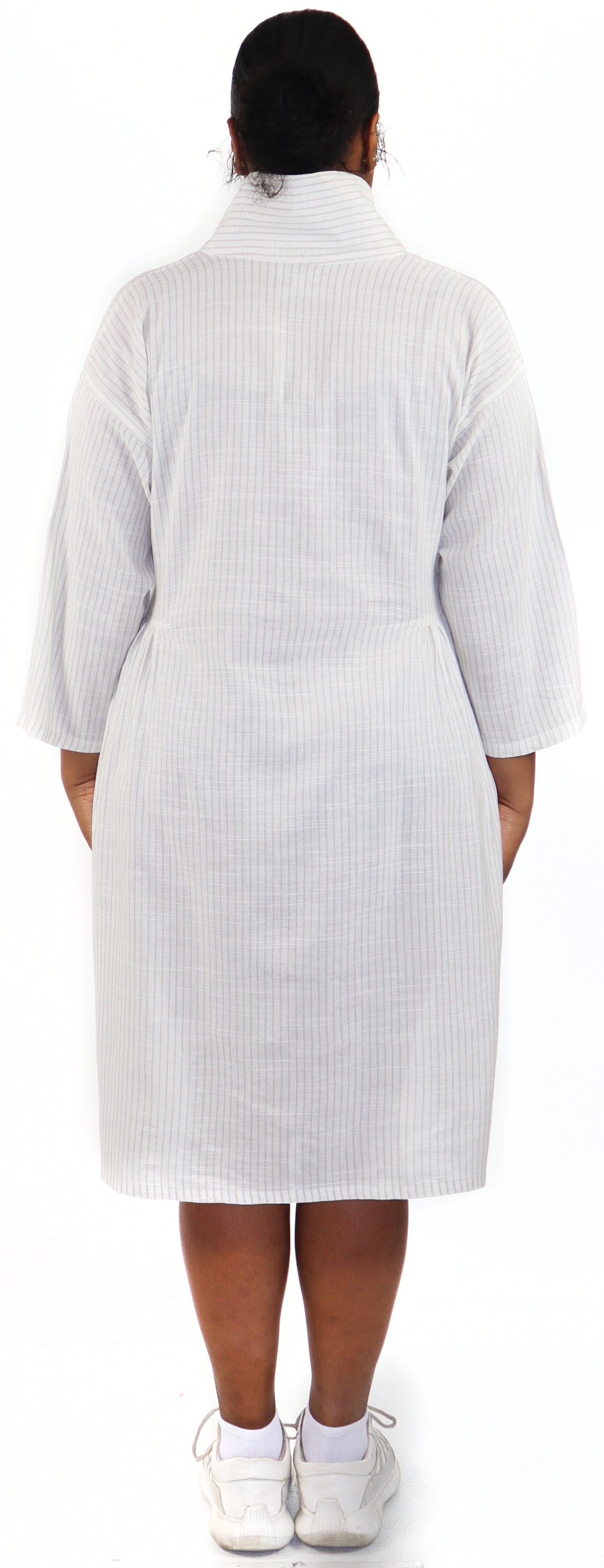 Women Boho High Low Linen V Neck Knee Length Dress Top, Bohemian Linen Dress, Regular and Plus Sizes