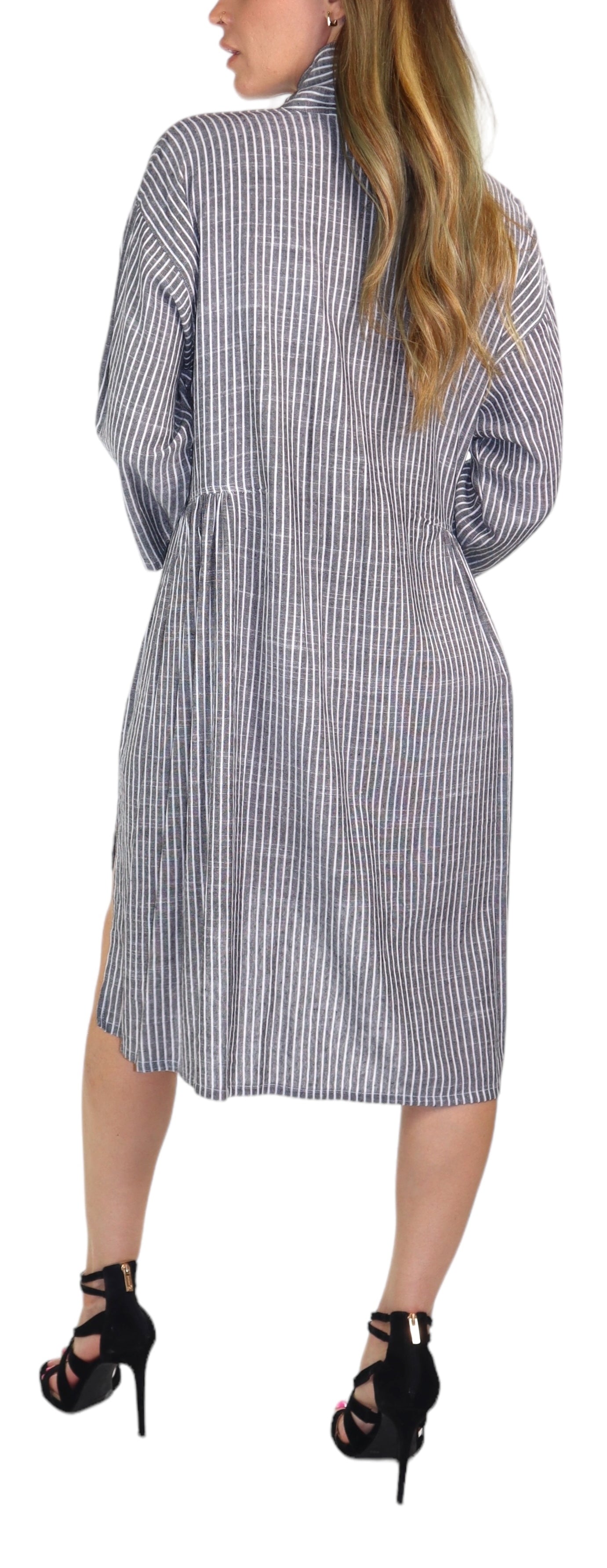 Women Linen Bohemian High Low Knee Length Dress Top | Regular and Plus Sizes
