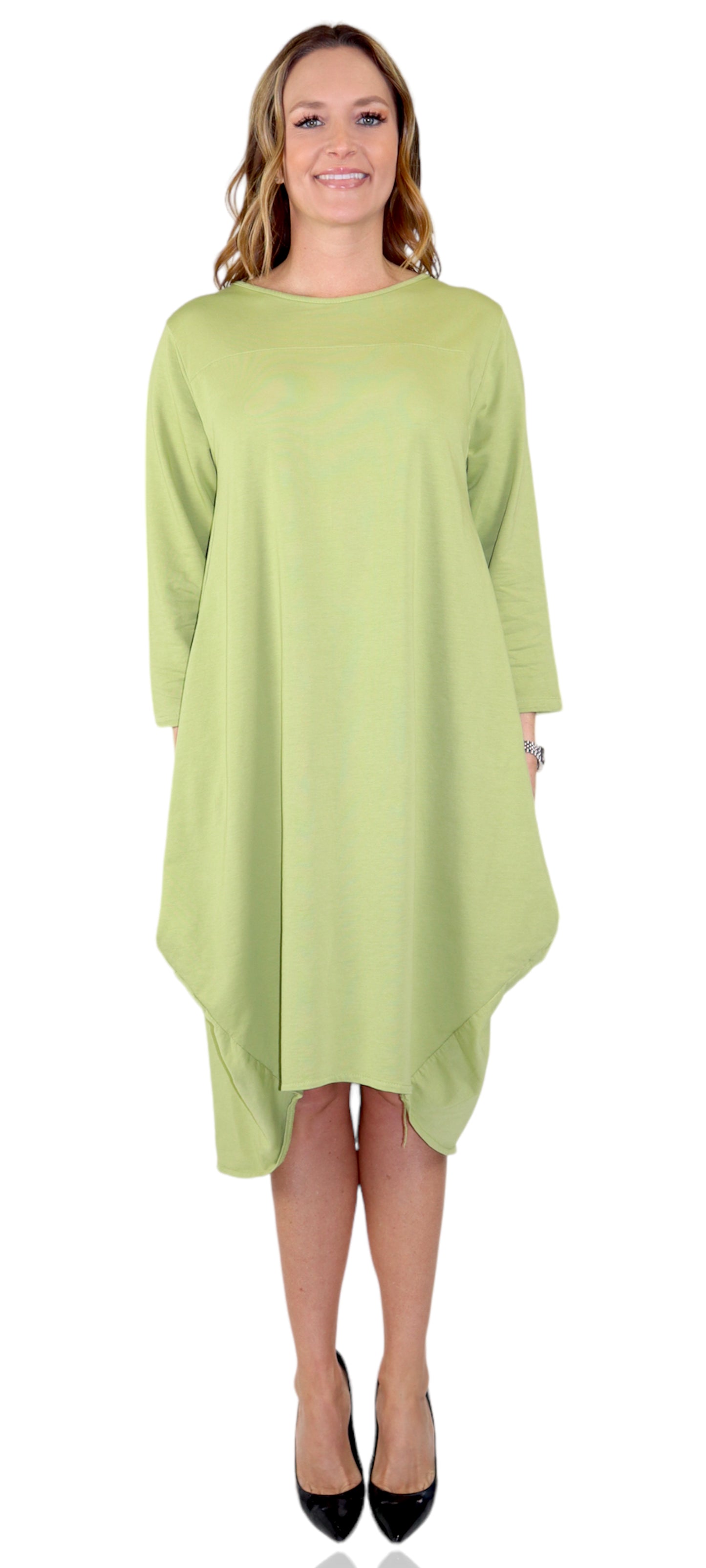 Women's Cotton Relaxed Fit Bubble Hem Dress Top