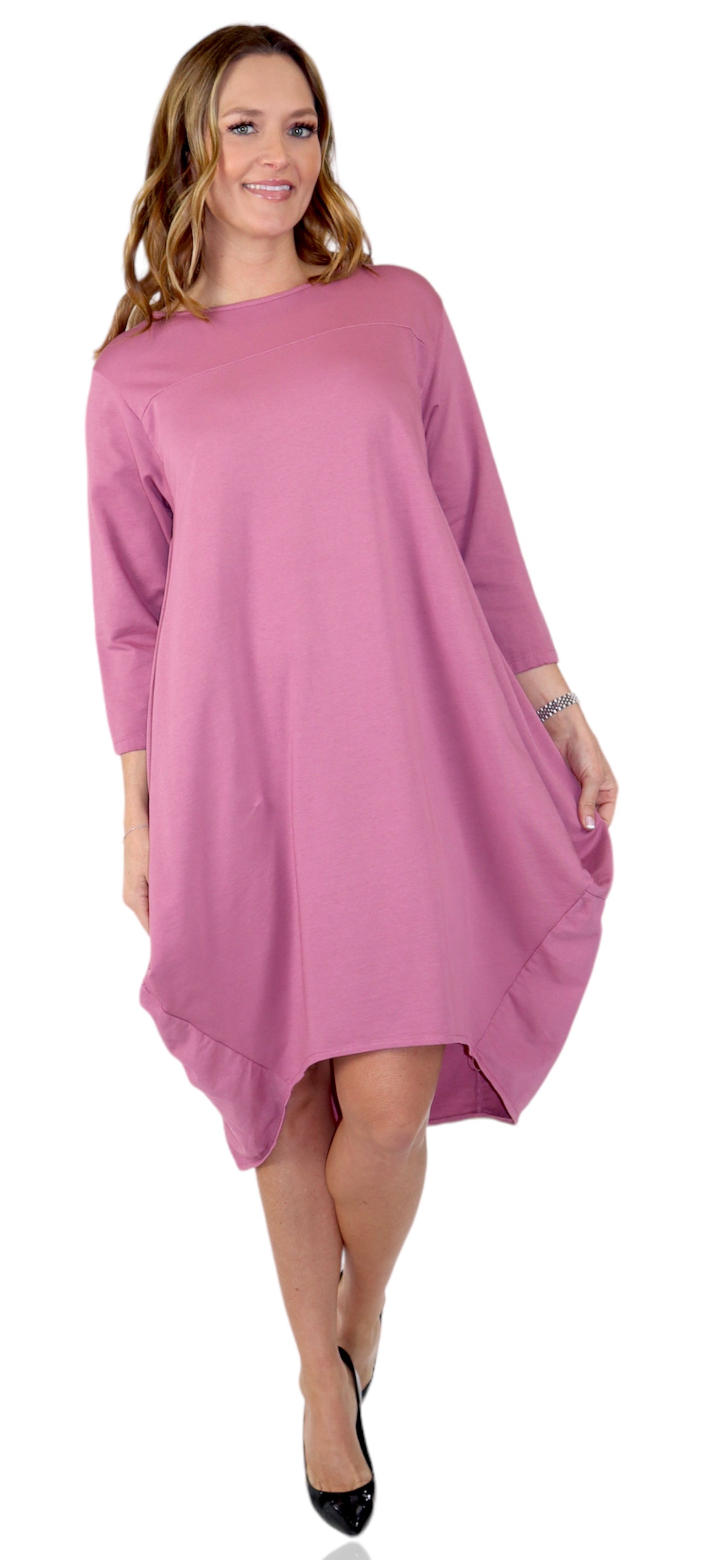 Women's Cotton Relaxed Fit Bubble Hem Dress Top