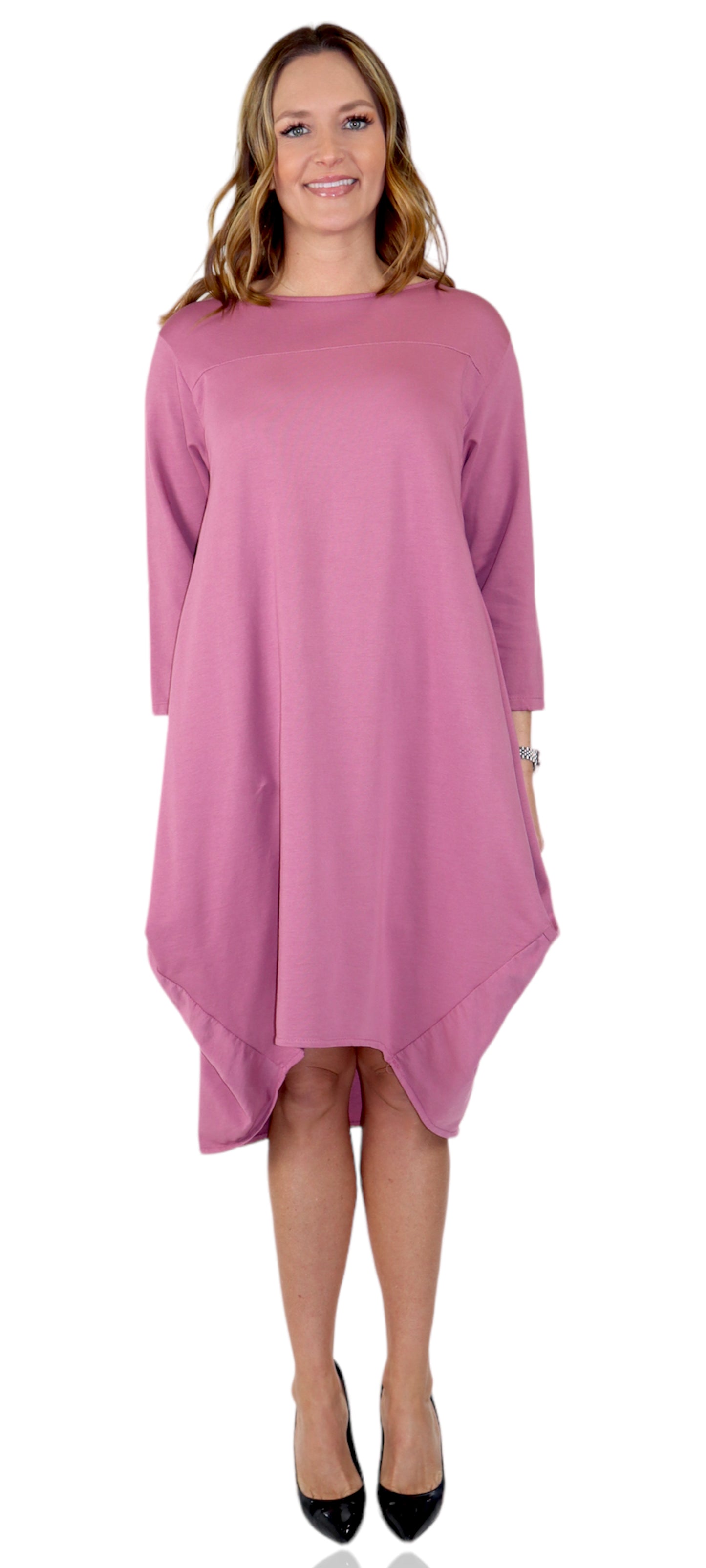 Women's Cotton Relaxed Fit Bubble Hem Dress Top