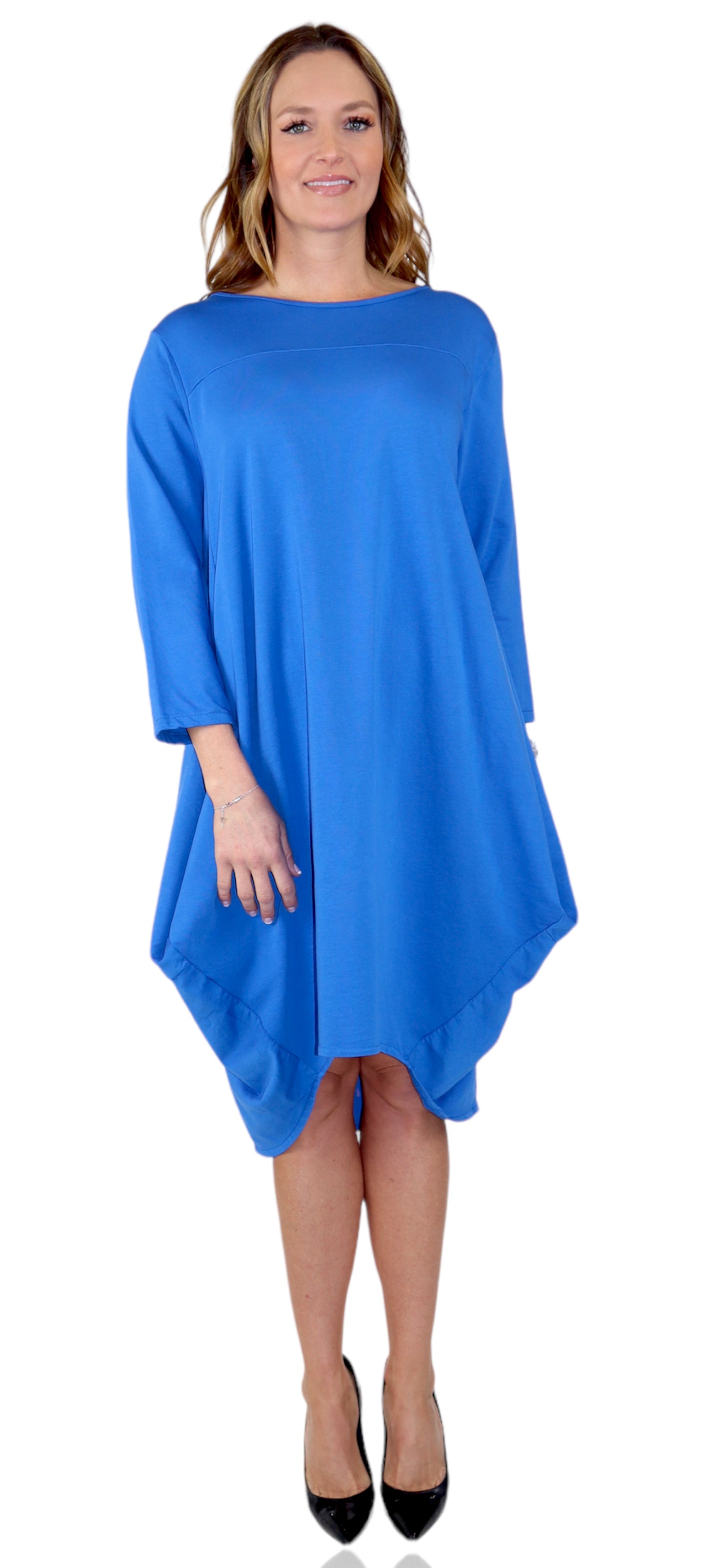 Women's Cotton Relaxed Fit Bubble Hem Dress Top