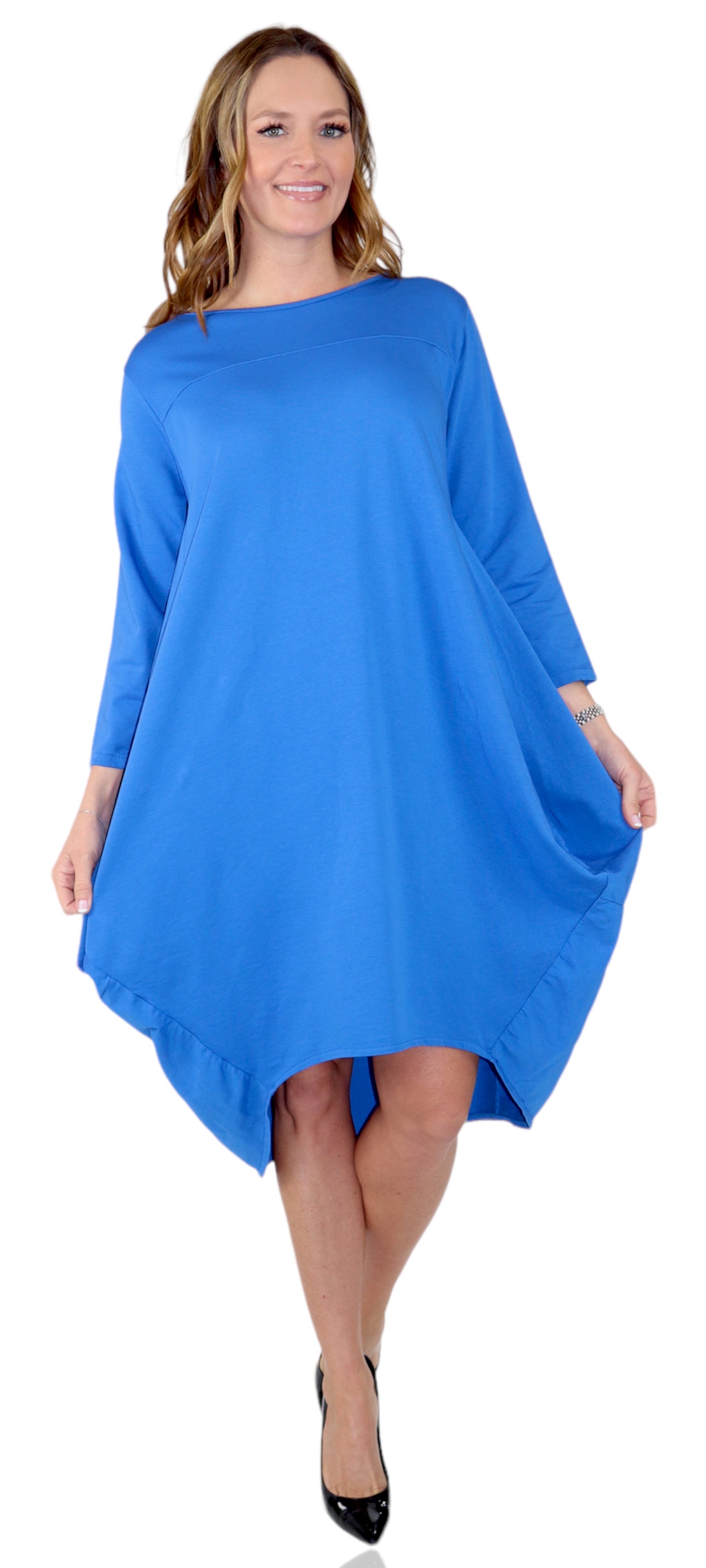 Women's Cotton Relaxed Fit Bubble Hem Dress Top