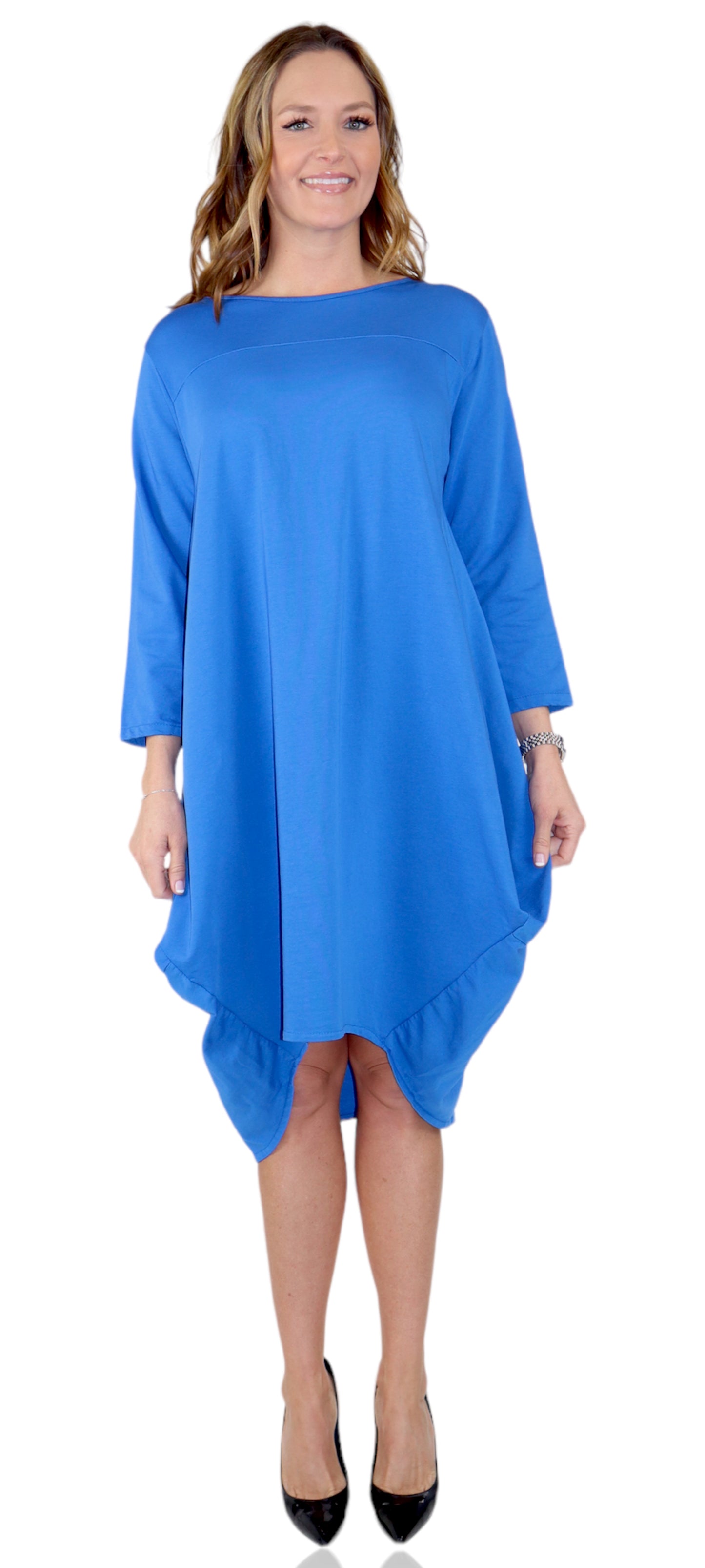 Women's Cotton Relaxed Fit Bubble Hem Dress Top