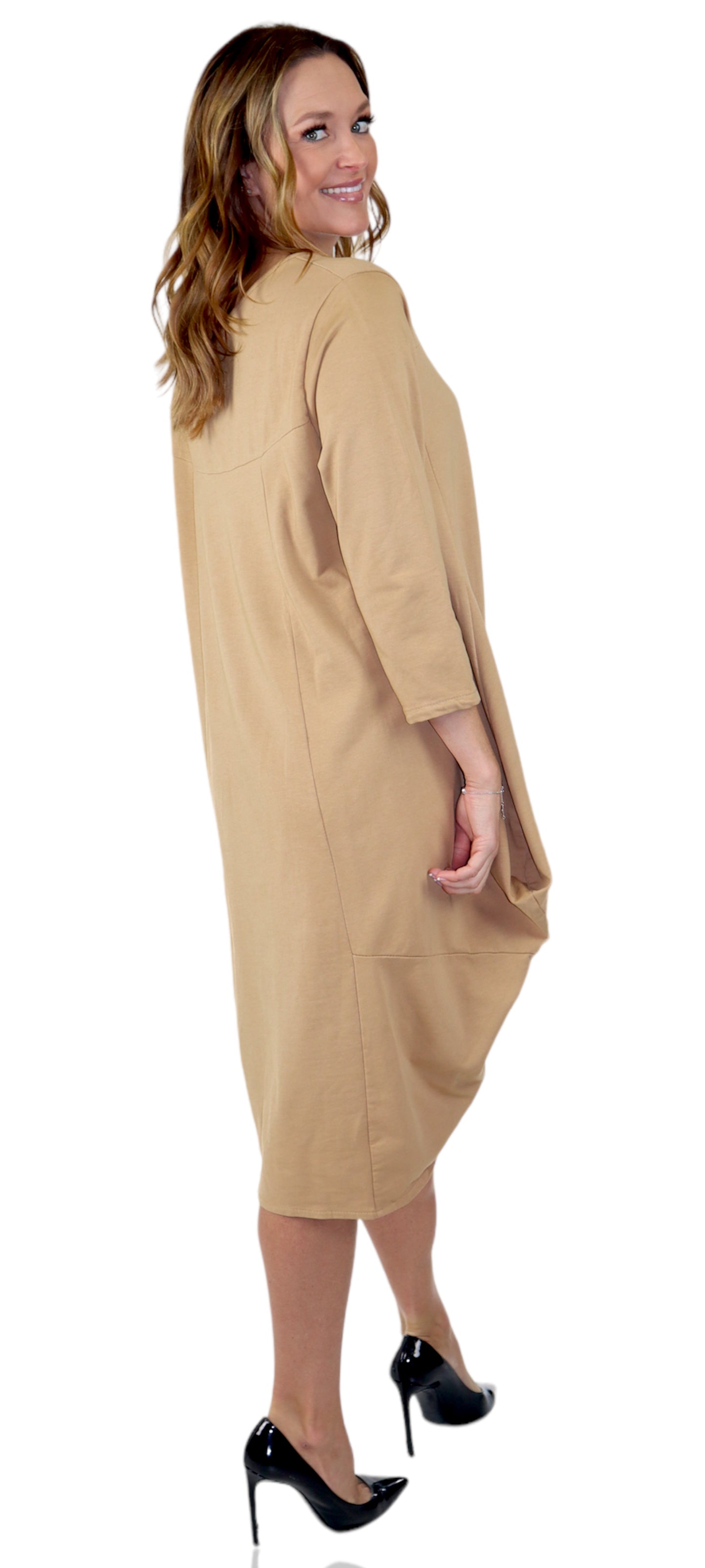 Women's Cotton Relaxed Fit Bubble Hem Dress Top