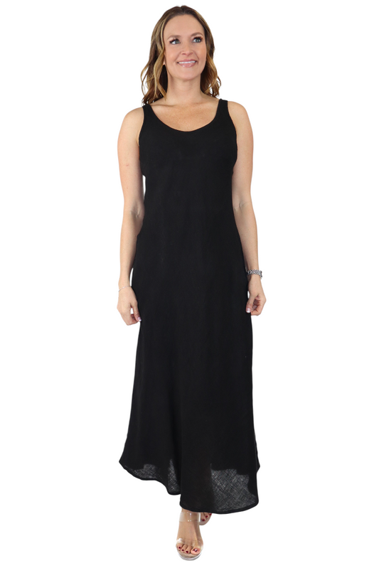Women's Biased Long Maxi Dress, Perfect Fit Every Time, Made in Italy, 100% linen
