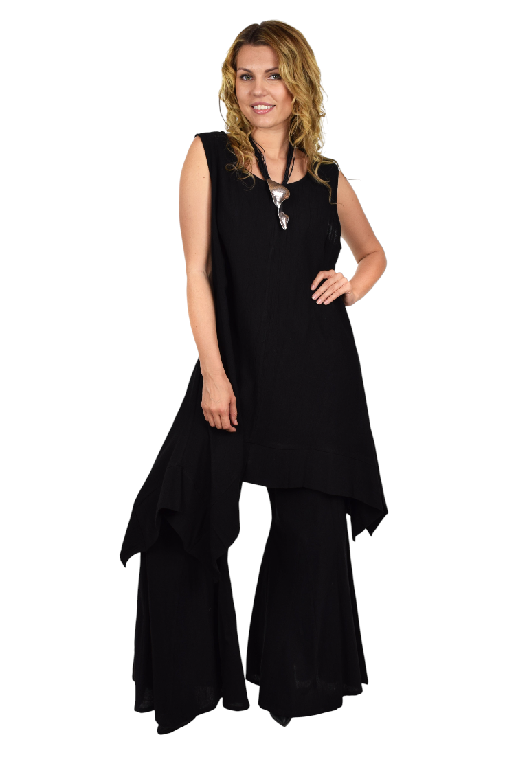 Dare2bStylish Women 2 Piece Summer Top & Flared Pants Set Outfit in Plus Sizes