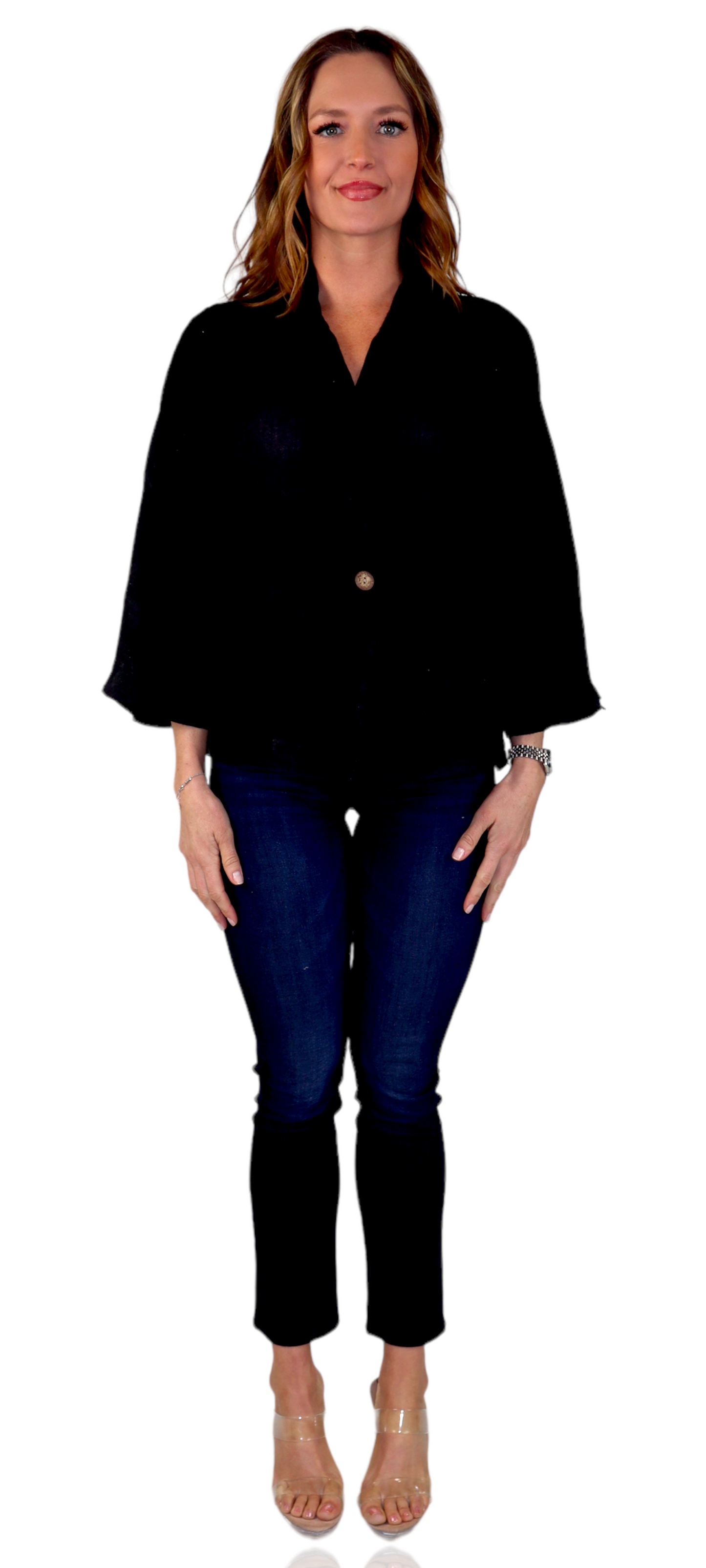 Womens 100% Natural Linen Loose Fit Short Crop Collared Blazer Jacket | One Size Fits All