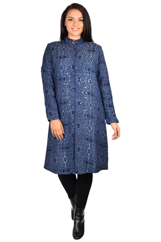 New Wool blend Coat, Wool coat,  Sequin work, Plus size coat, Woman coat, Jamawar Coat, Paisley Coat.