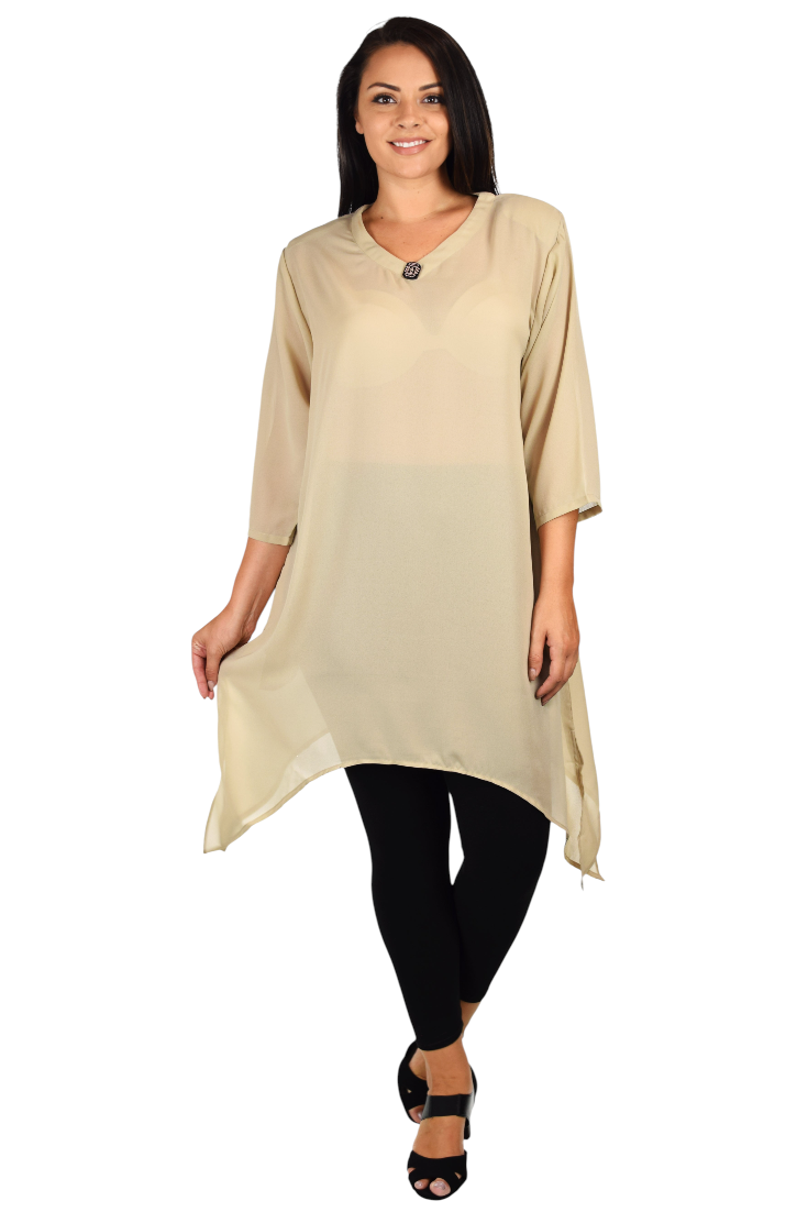 Comfy Georgette Tunic, Asymmetrical Plus size Tunic, Fish tail Tunic, Plus size top with side pockets