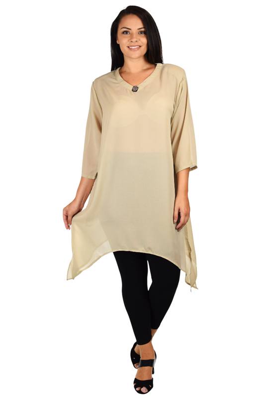 Comfy Georgette Tunic, Asymmetrical Plus size Tunic, Fish tail Tunic, Plus size top with side pockets