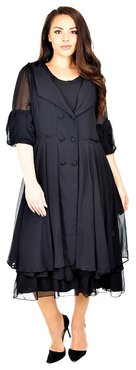 Classic 2 PC Georgette Chiffon Dress and  Coat Jacket set, Women Dress and Jacket Set,