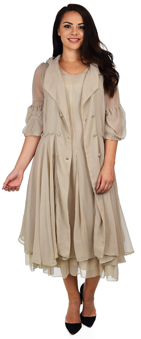 Classic 2 PC Georgette Chiffon Dress and  Coat Jacket set, Women Dress and Jacket Set,