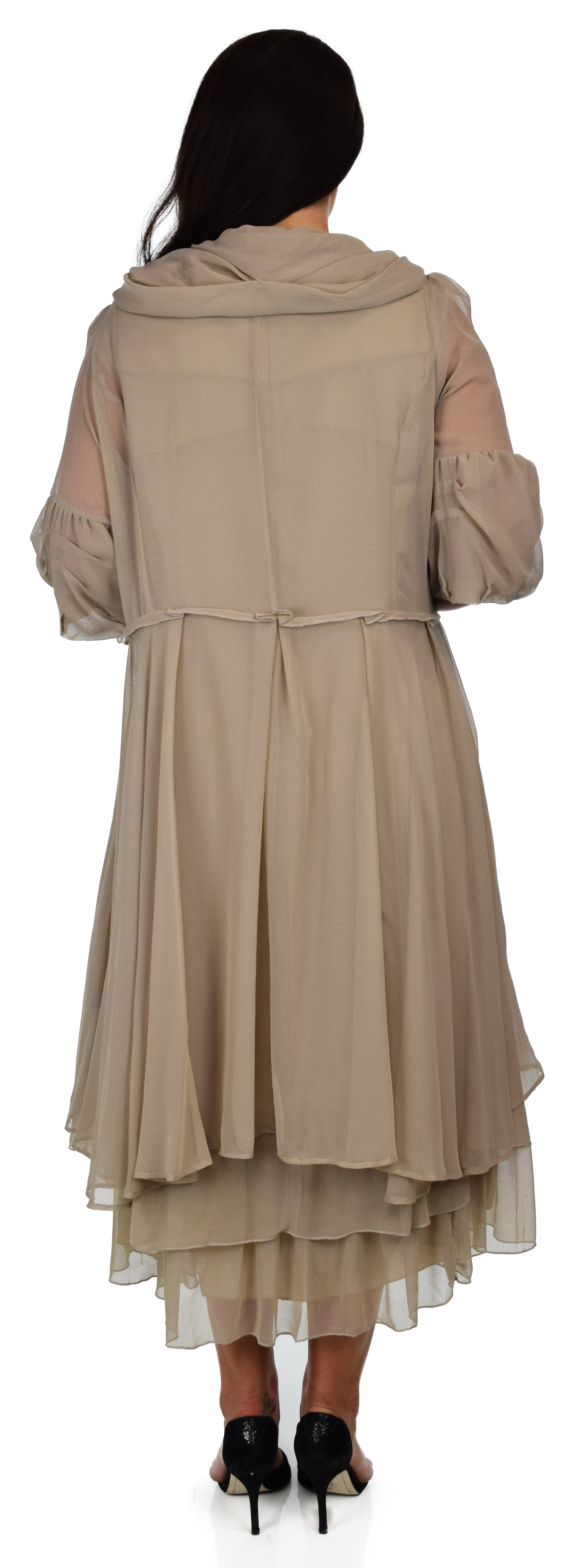 Classic 2 PC Georgette Chiffon Dress and  Coat Jacket set, Women Dress and Jacket Set,