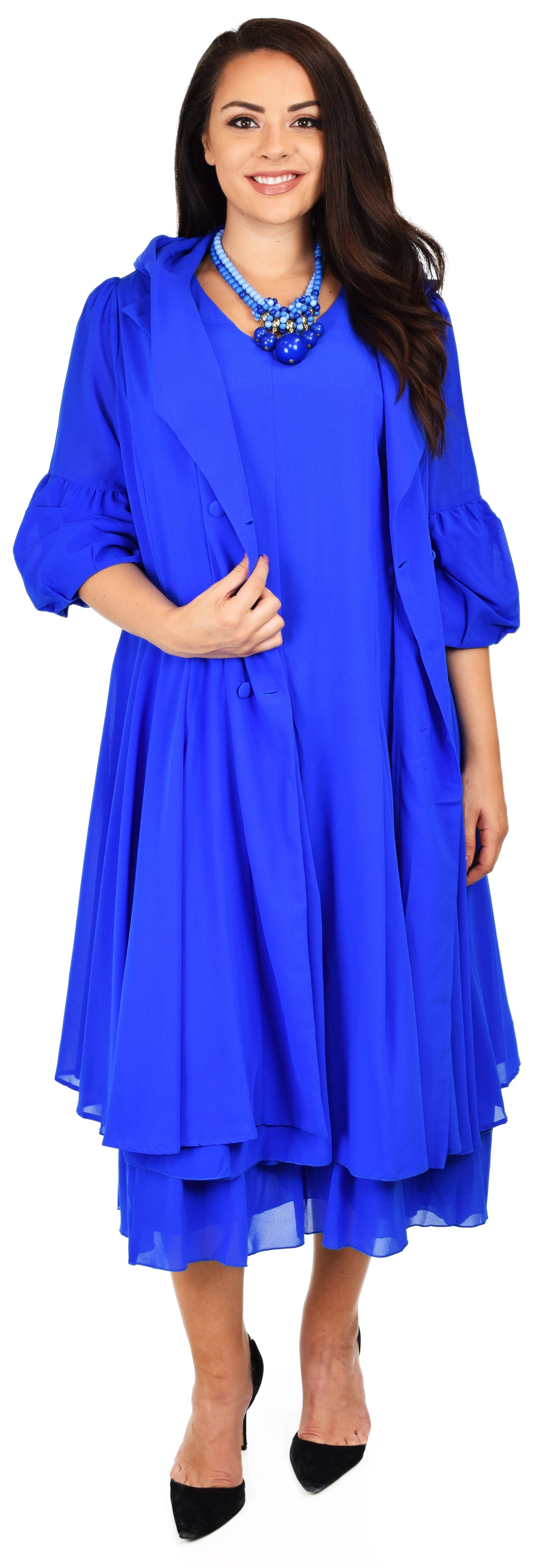 Classic 2 PC Georgette Chiffon Dress and  Coat Jacket set, Women Dress and Jacket Set,