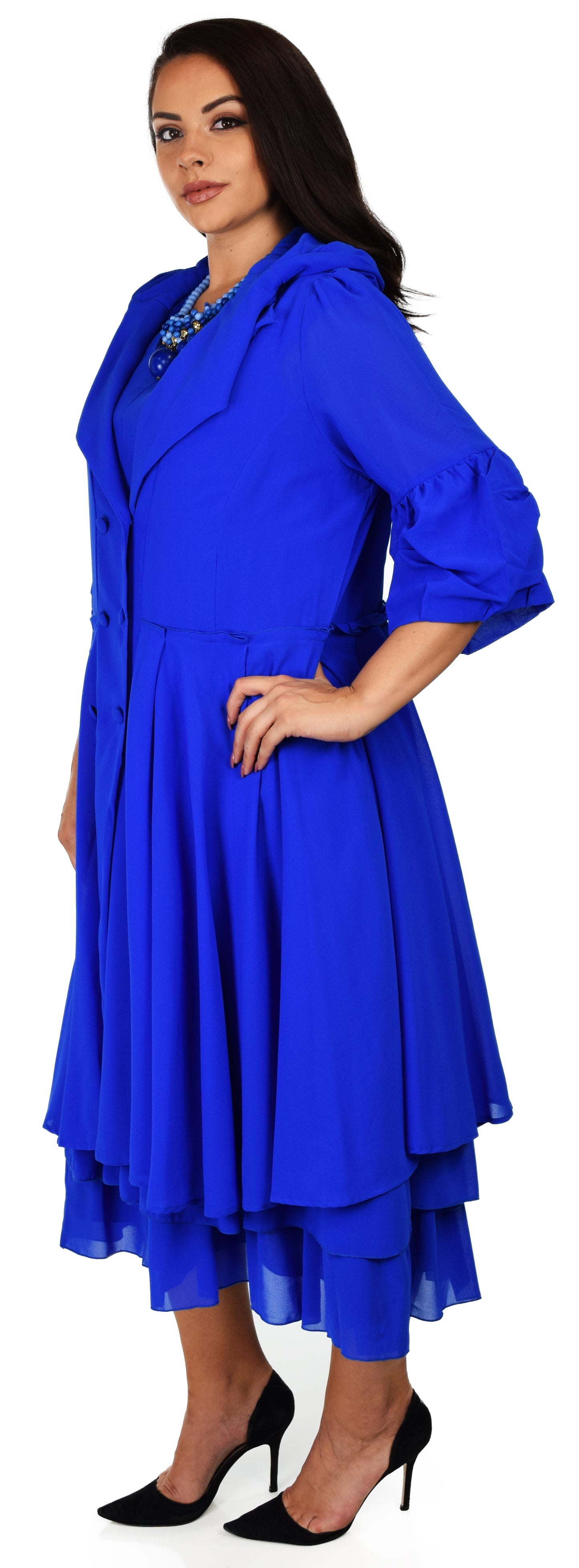 Classic 2 PC Georgette Chiffon Dress and  Coat Jacket set, Women Dress and Jacket Set,