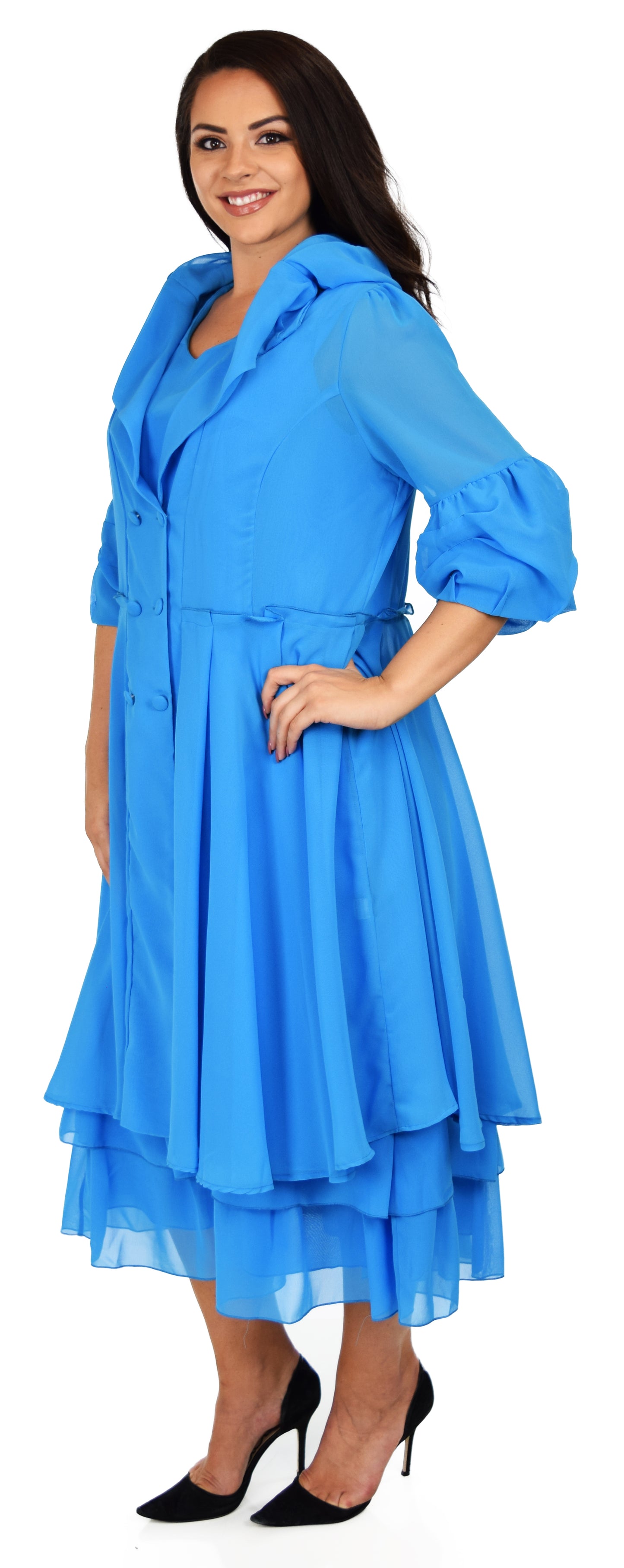 Classic 2 PC Georgette Chiffon Dress and  Coat Jacket set, Women Dress and Jacket Set,