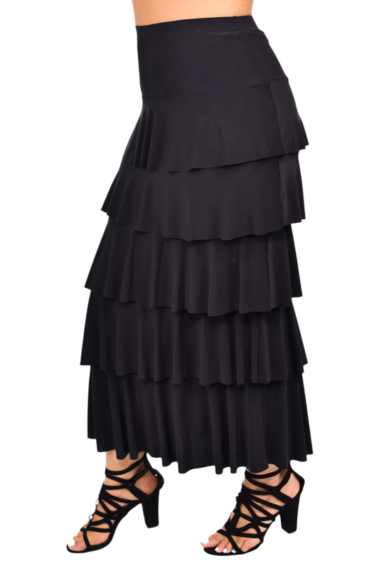 Boho Waterfall Tiered Layered Maxi Skirt | Reg & Plus Sizes