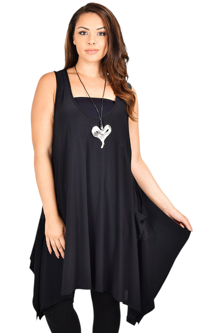 Plus Size Tunic, Swing Long Tank Tall Top | Sleeveless Summer Tunic , Full figured Tunic,