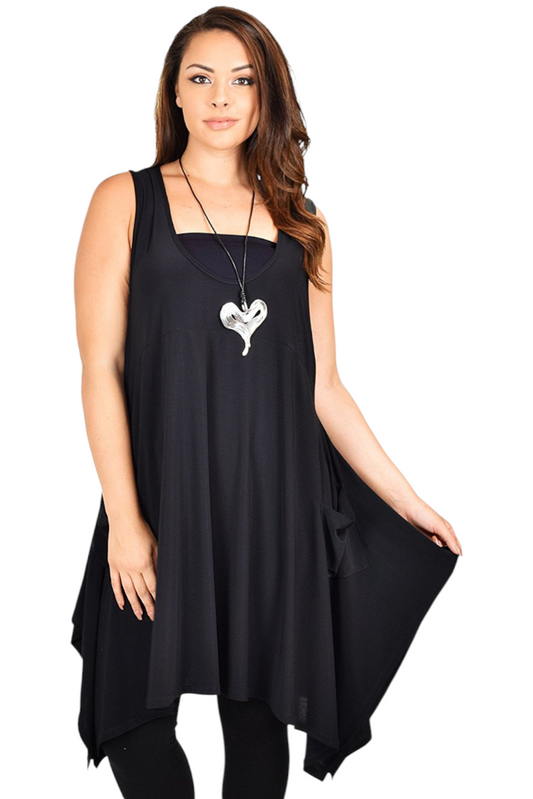Plus Size Tunic, Swing Long Tank Tall Top | Sleeveless Summer Tunic , Full figured Tunic,