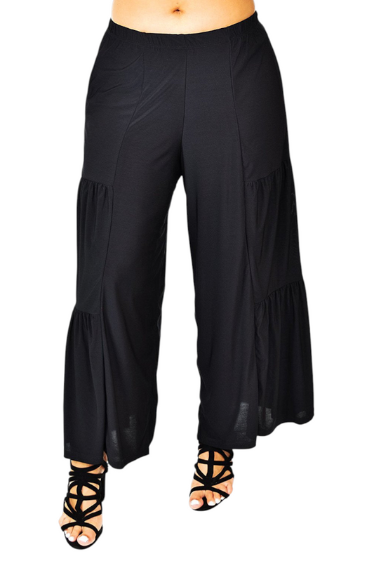 Plus Size Loose Fitting Tiered Boho Wide Leg Palazzo Pants