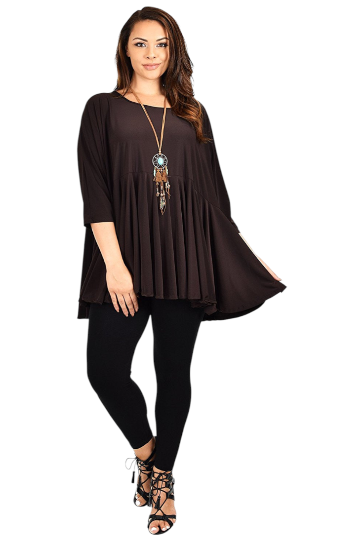 Oversize Plus Size Circle Bottom Flare Swing Tunic Dress Top