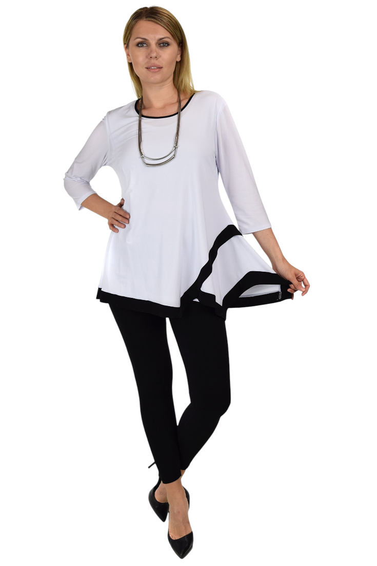Dare2bstylish Tunic, Women Two Tone Hem Tunic,  Swing Tunic  3/4 Sleeve Tunic Shirt Top | Reg & Plus Sizes